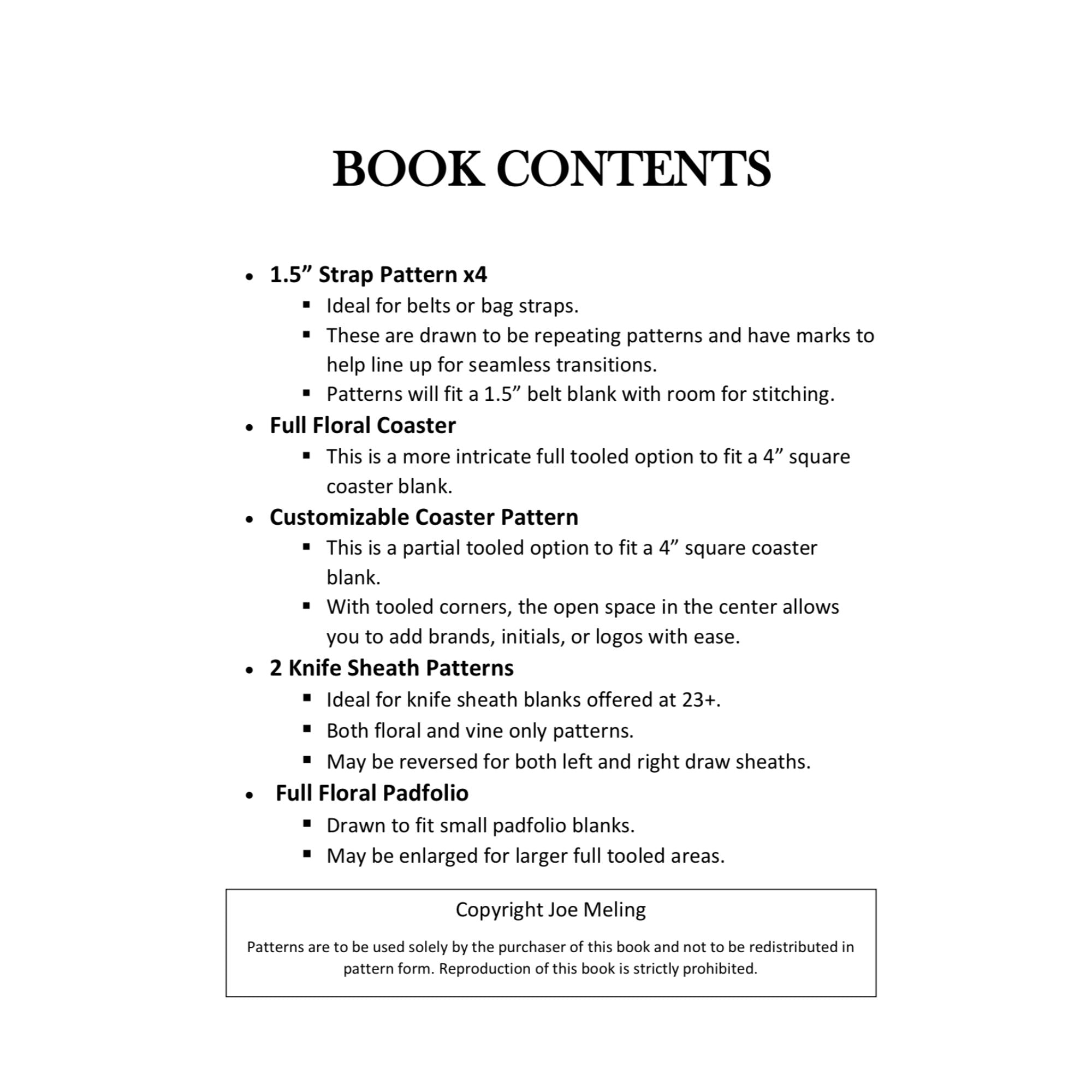Leather Tooling Pattern Book By Joe Meling - Vol 4