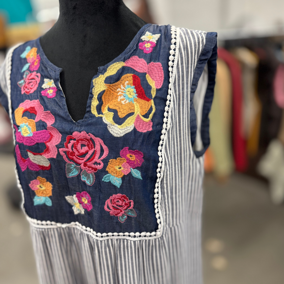 Embroidered Sleeveless Dress