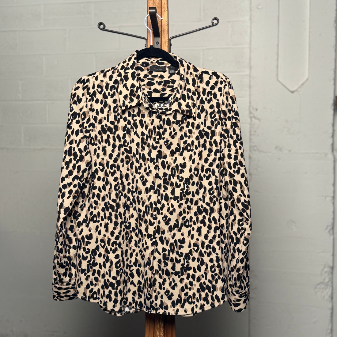 Halogen Leopard Print Button Down Shirt – Soft Stretch Blouse