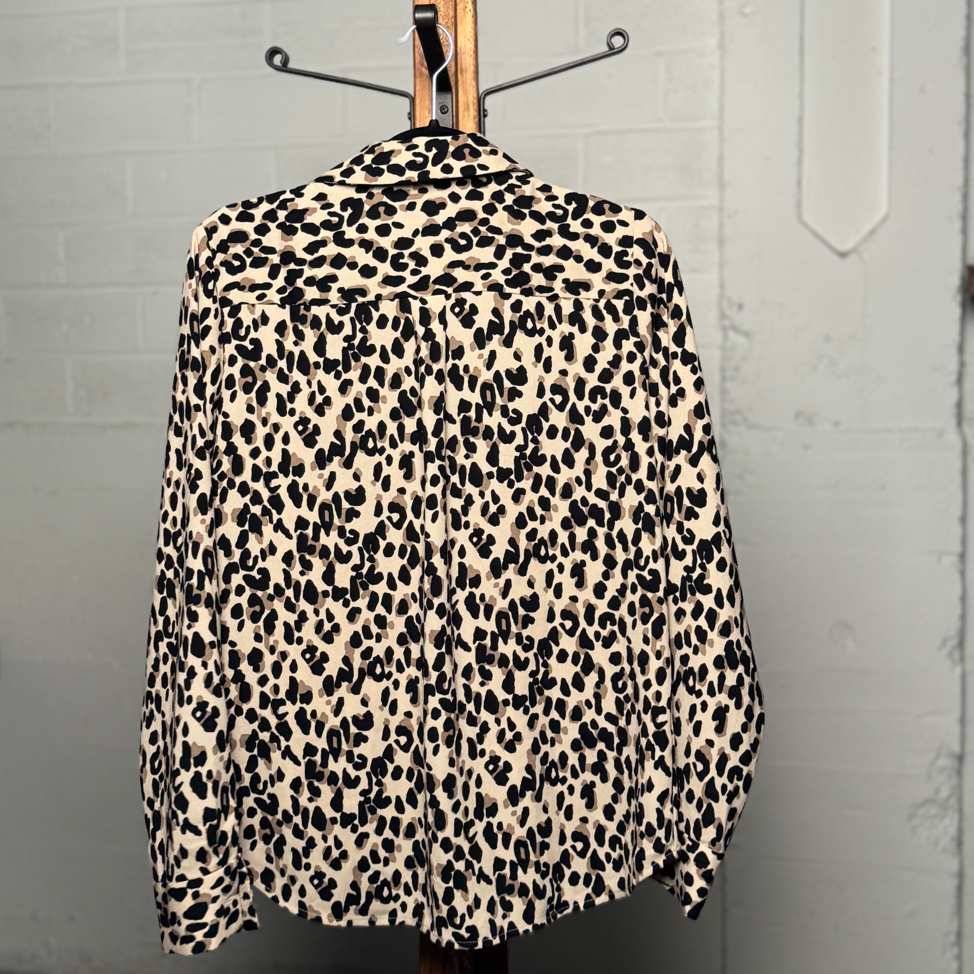 Halogen Leopard Print Button Down Shirt – Soft Stretch Blouse