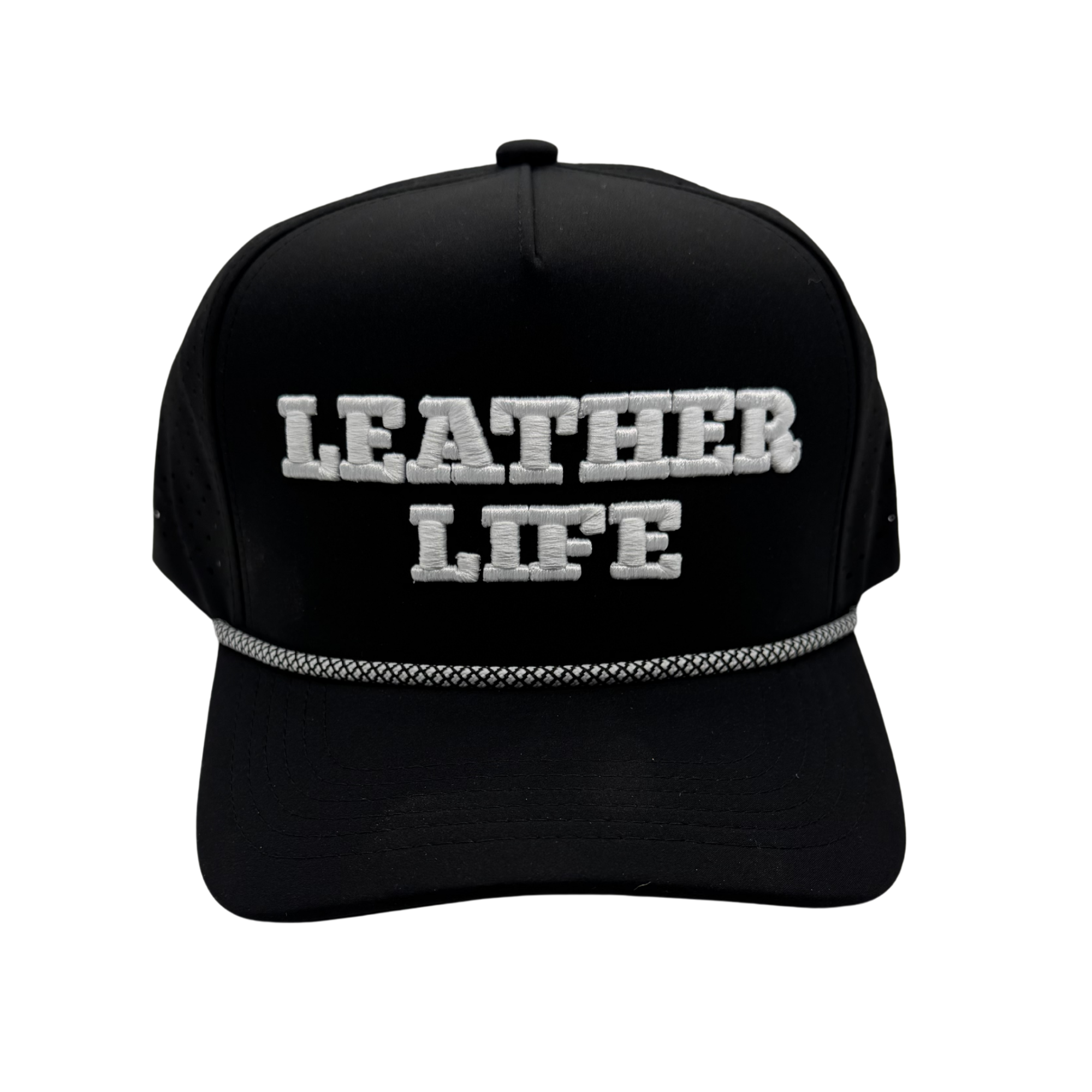 Leather Life Puff Embroidery - Black