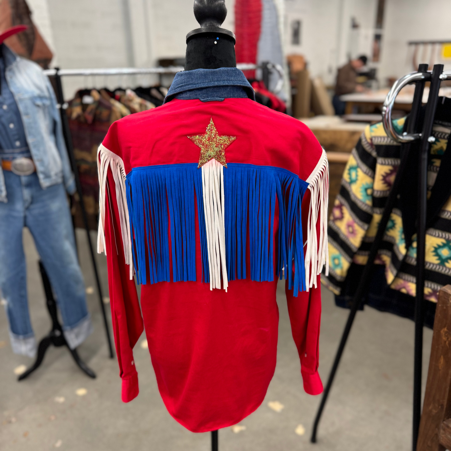 Vintage Texas Cotton Red Western Fringe Shirt – Stars & Glitter