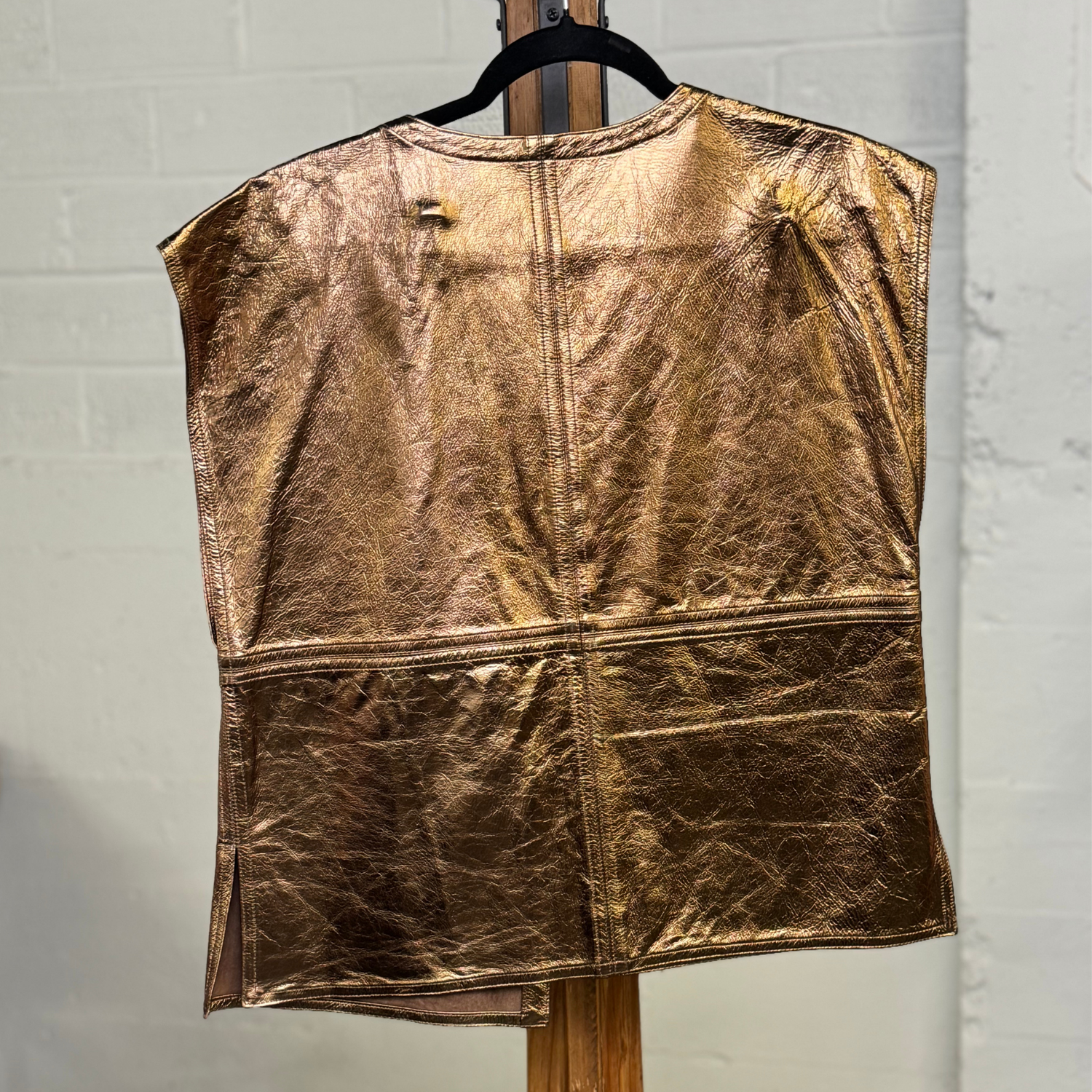 Vintage 80s ADRI Metallic Gold Leather Vest
