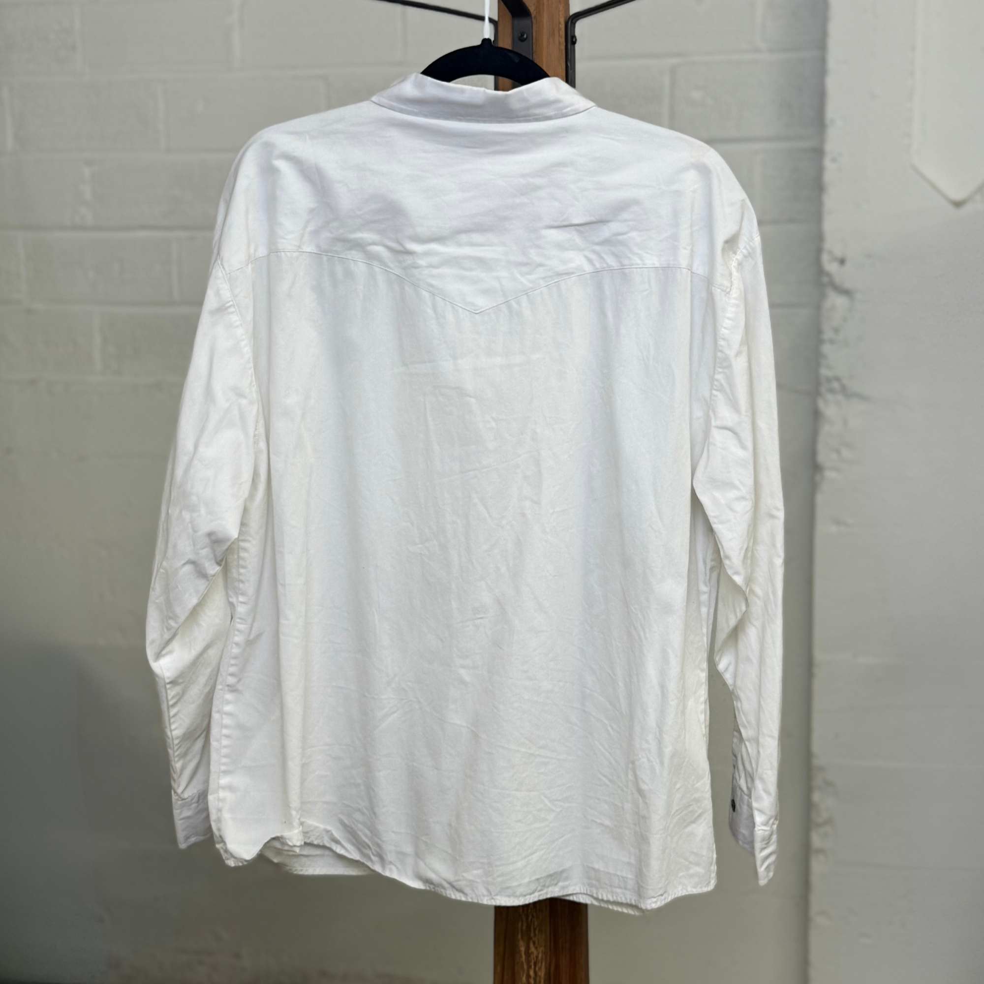 Vintage 1980s Roper White Tuxedo Western Shirt - Pearl Snaps, Pleated Bib Front (XL)