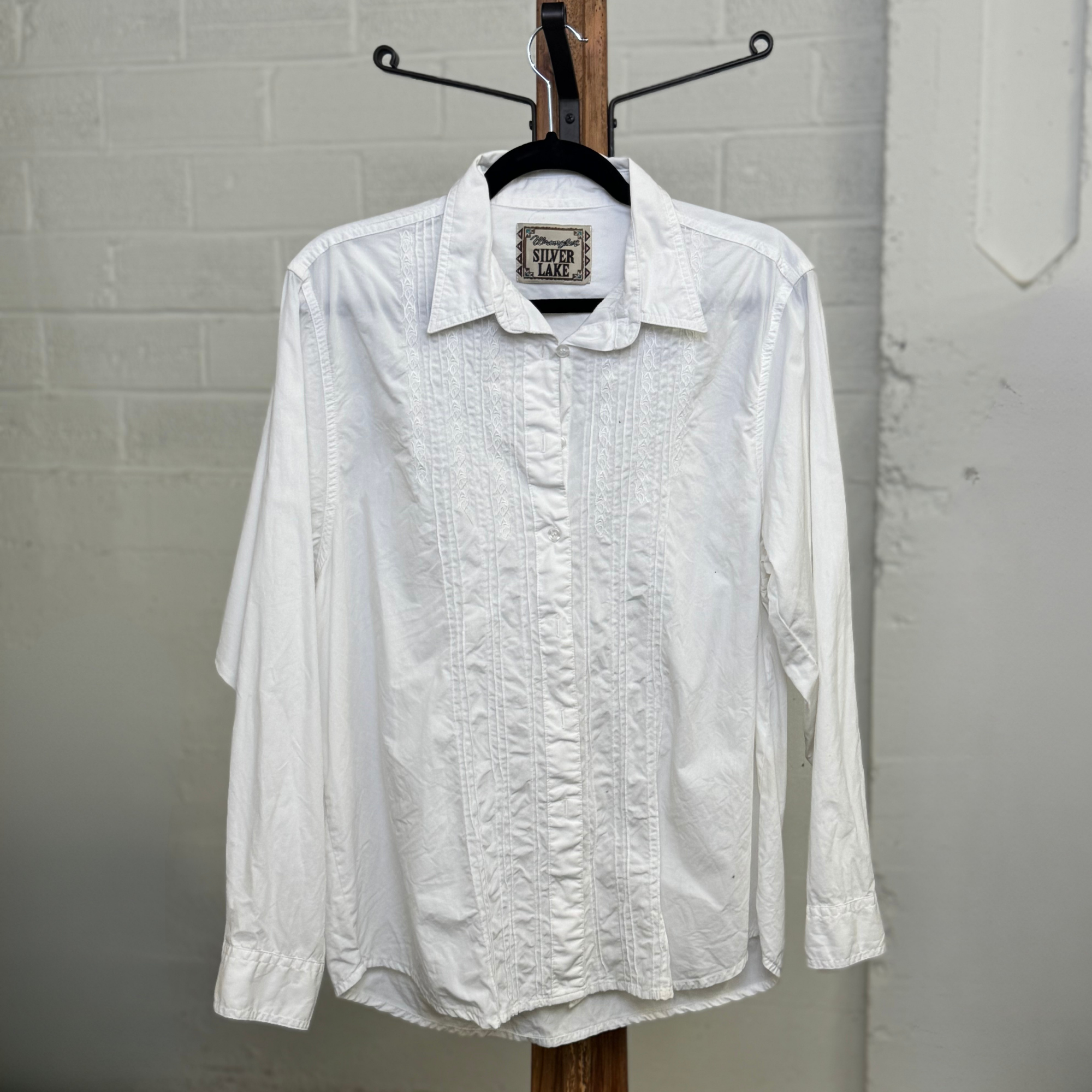 Vintage 1980s Silver Lake White Embroidered Western Blouse