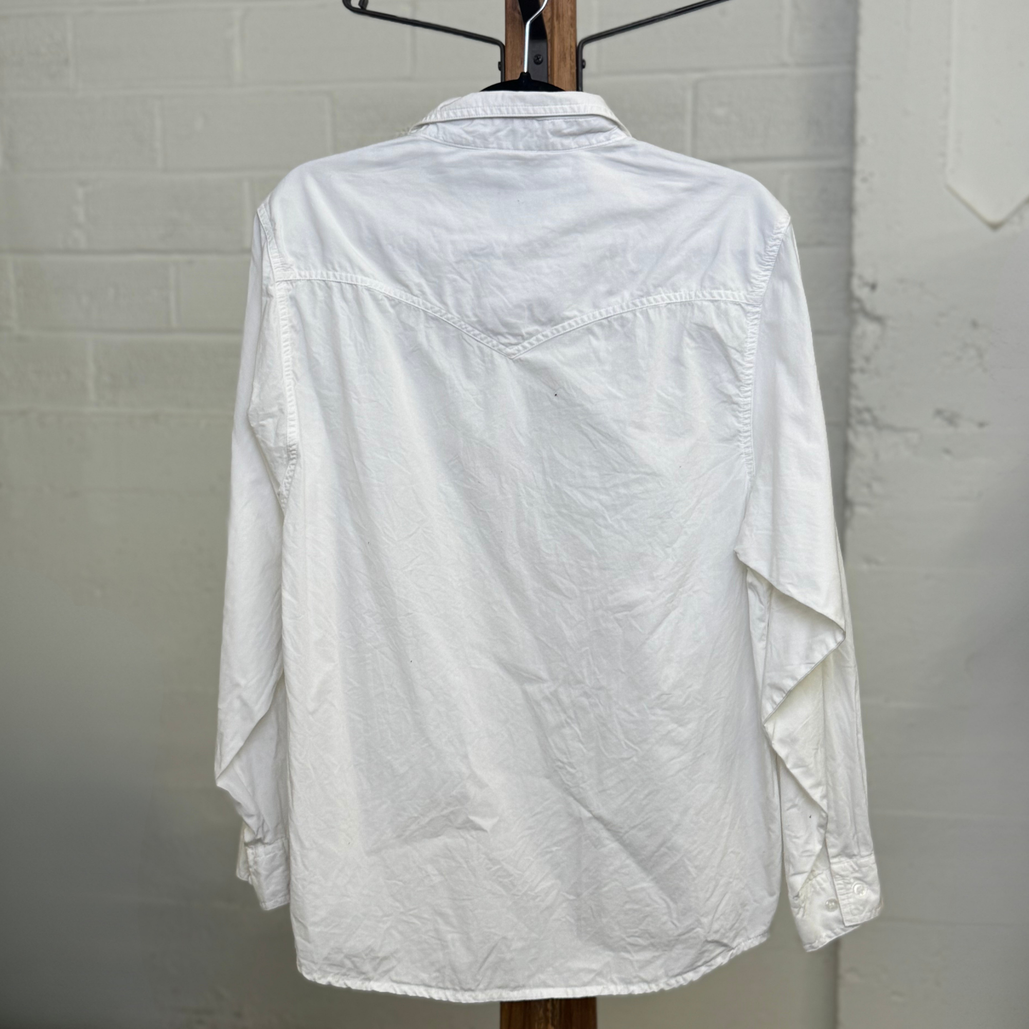 Vintage 1980s Silver Lake White Embroidered Western Blouse