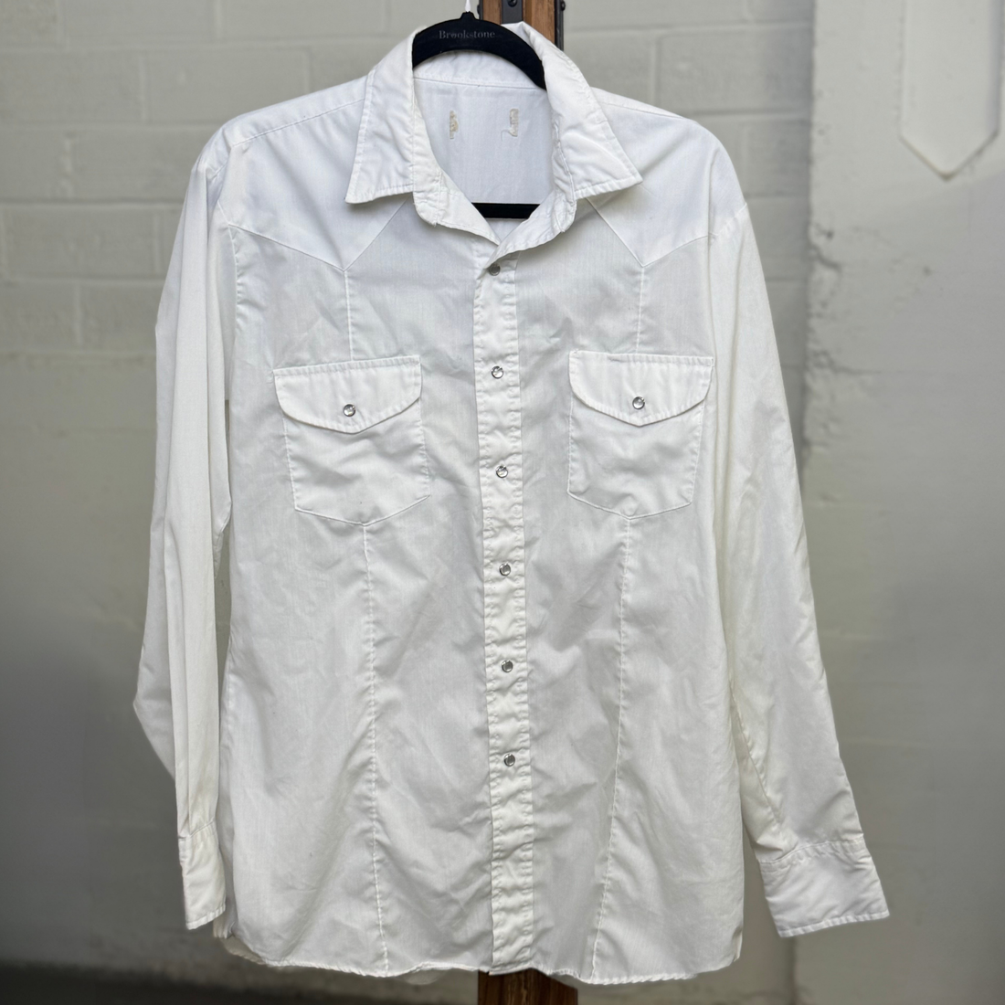 Vintage 1980s Western White Pearl Snap Shirt