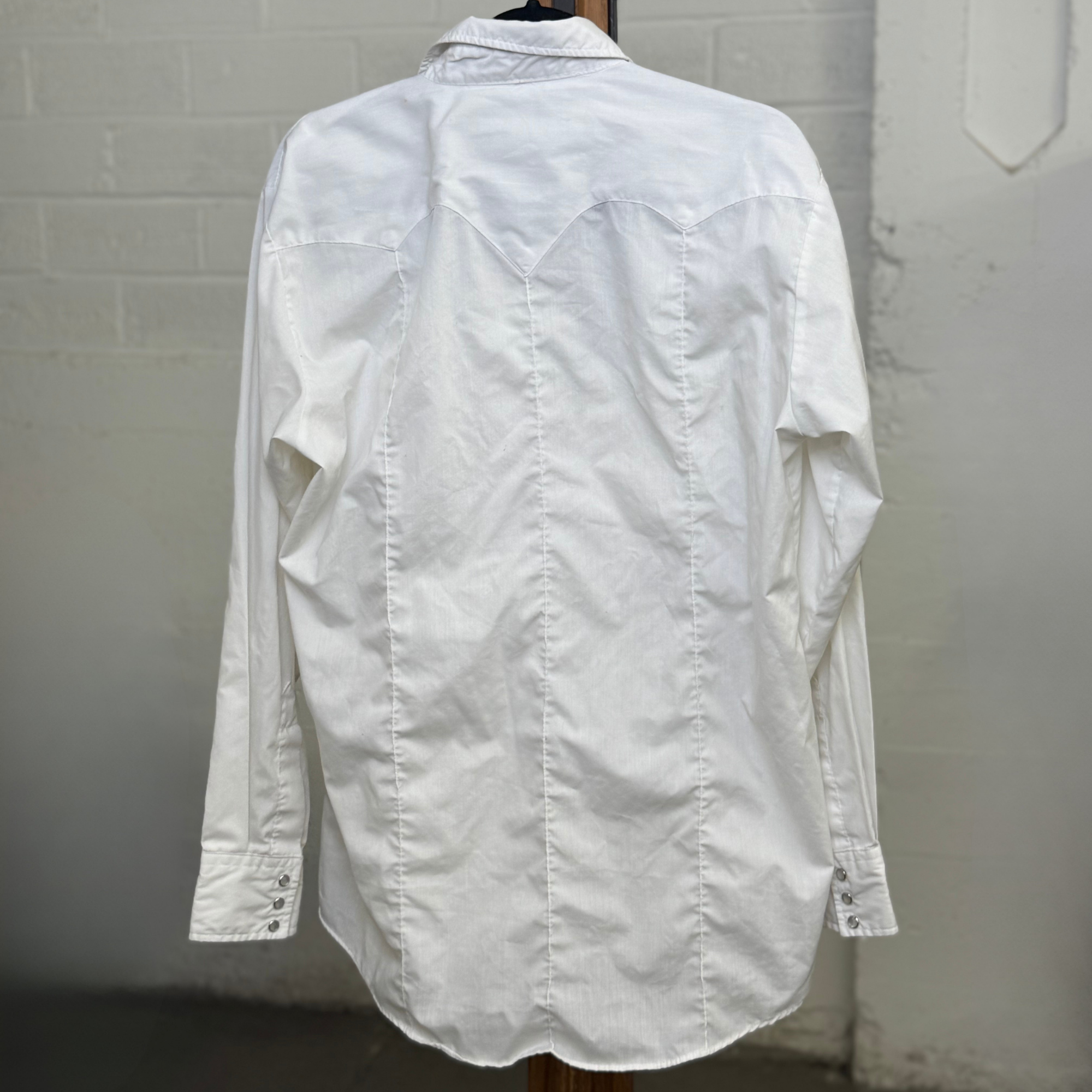 Vintage 1980s Western White Pearl Snap Shirt