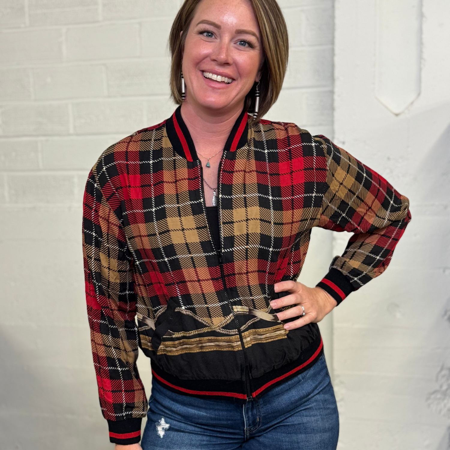 Vintage Ali Miles Petite Plaid Bomber Jacket – Made in USA