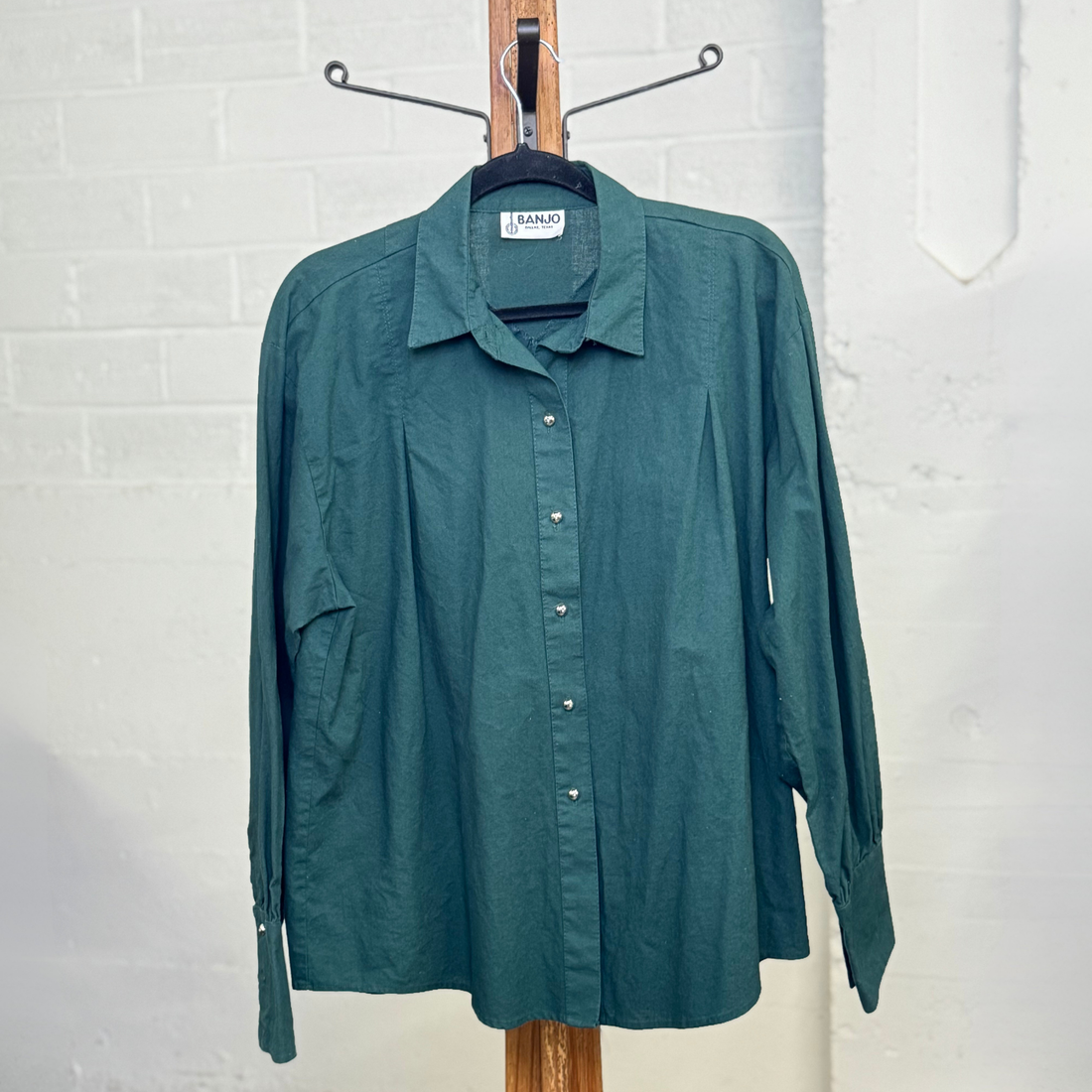 Vintage 1990s Banjo Dallas Green Western Snap Shirt - Made in USA