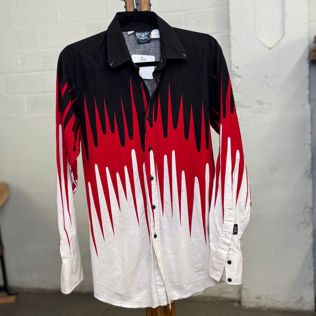 Vintage Brooks & Dunn Flame Print Western Shirt - Made in USA