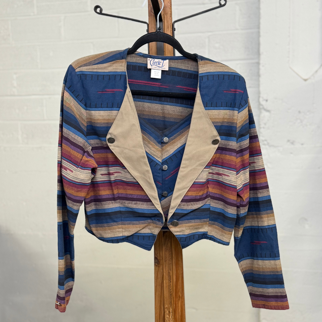 Vintage Circle T Striped Cropped Western Blazer