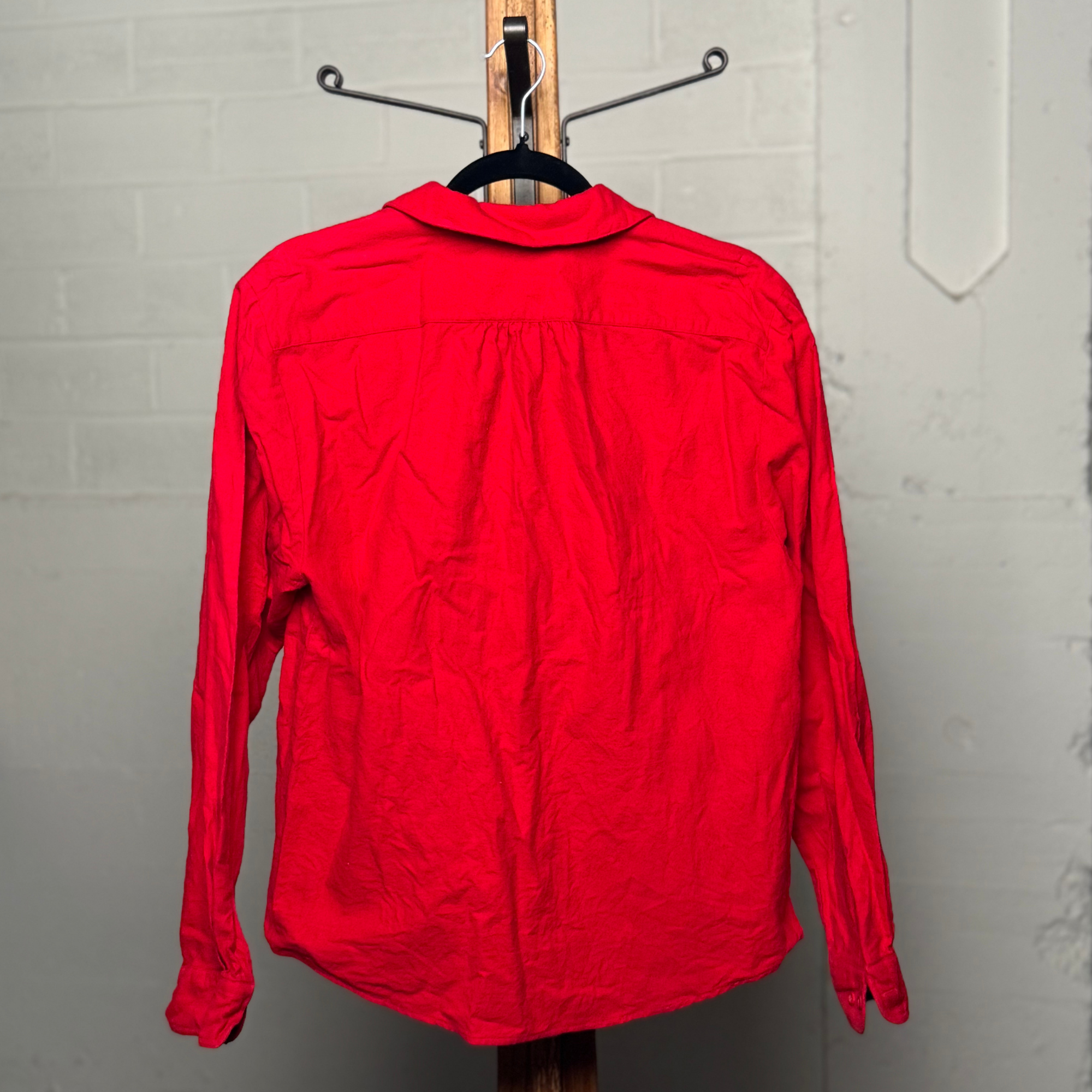 Vintage 1990s Eddie Bauer Red Popover Button Down Blouse – 100% Cotton