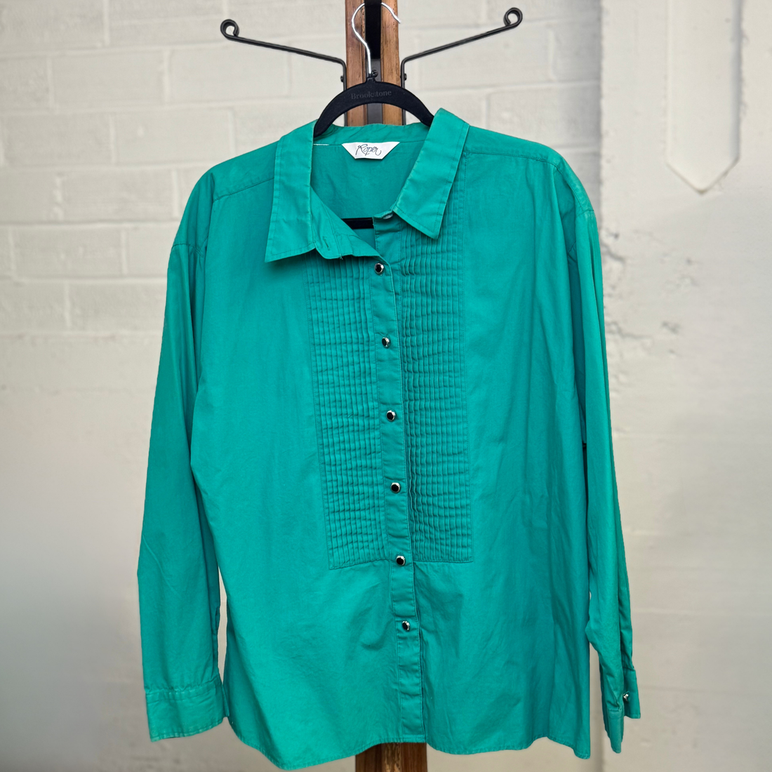 Vintage 1990s Roper Teal Western Tuxedo Shirt