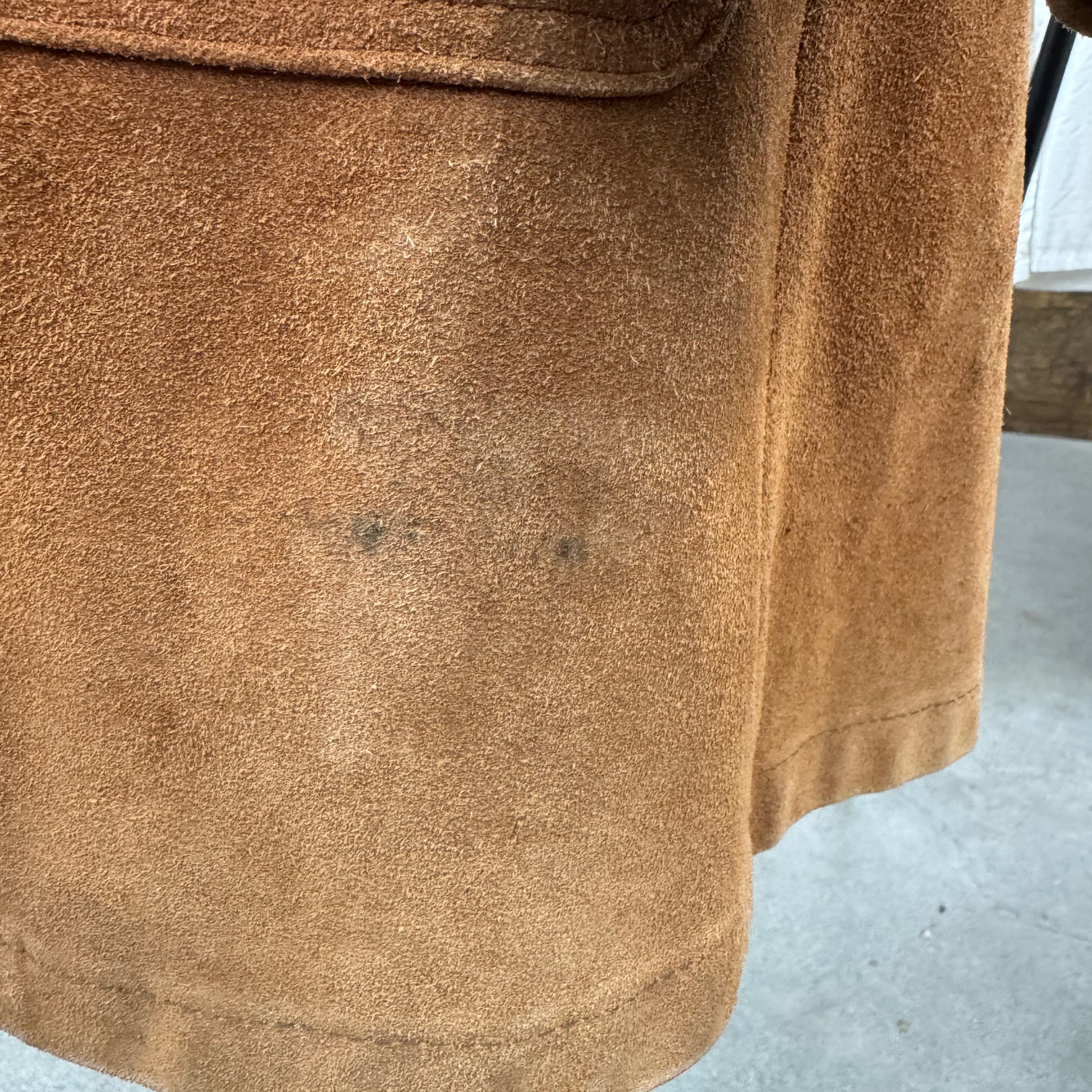 Vintage 70s Deep Caramel Suede Trench