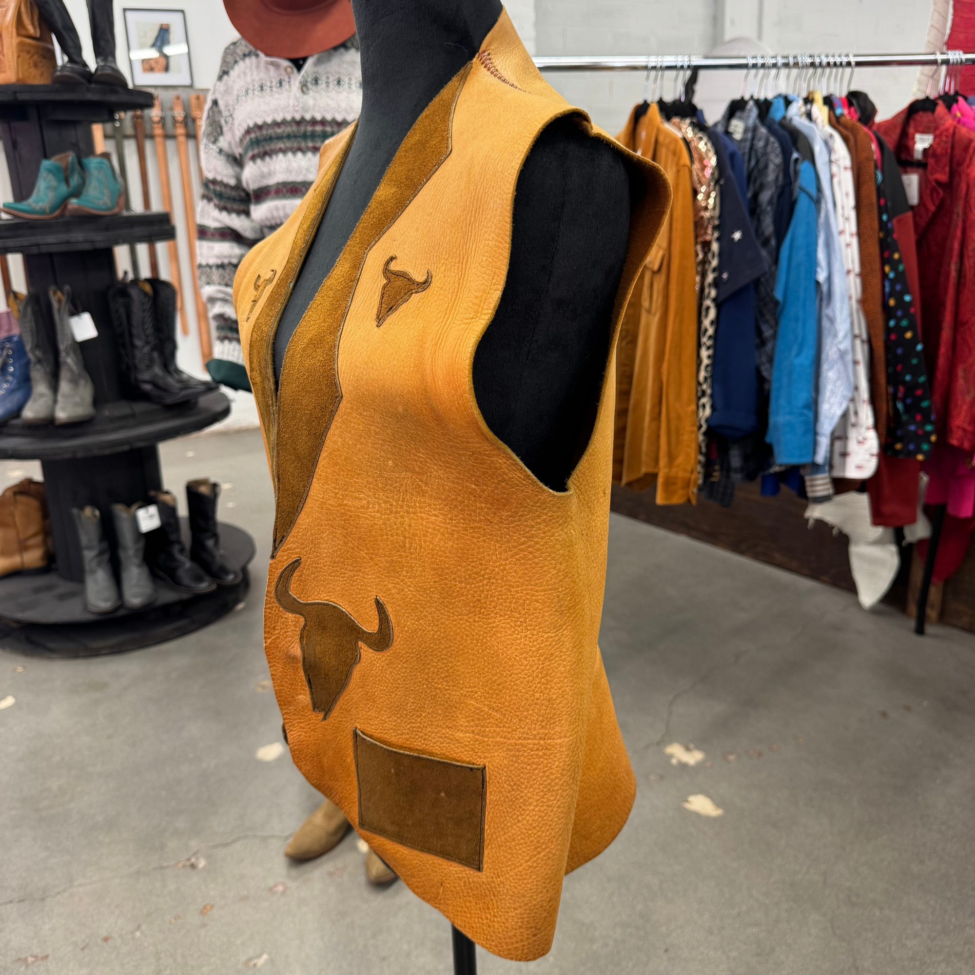 Vintage 70s Handmade Leather Vest