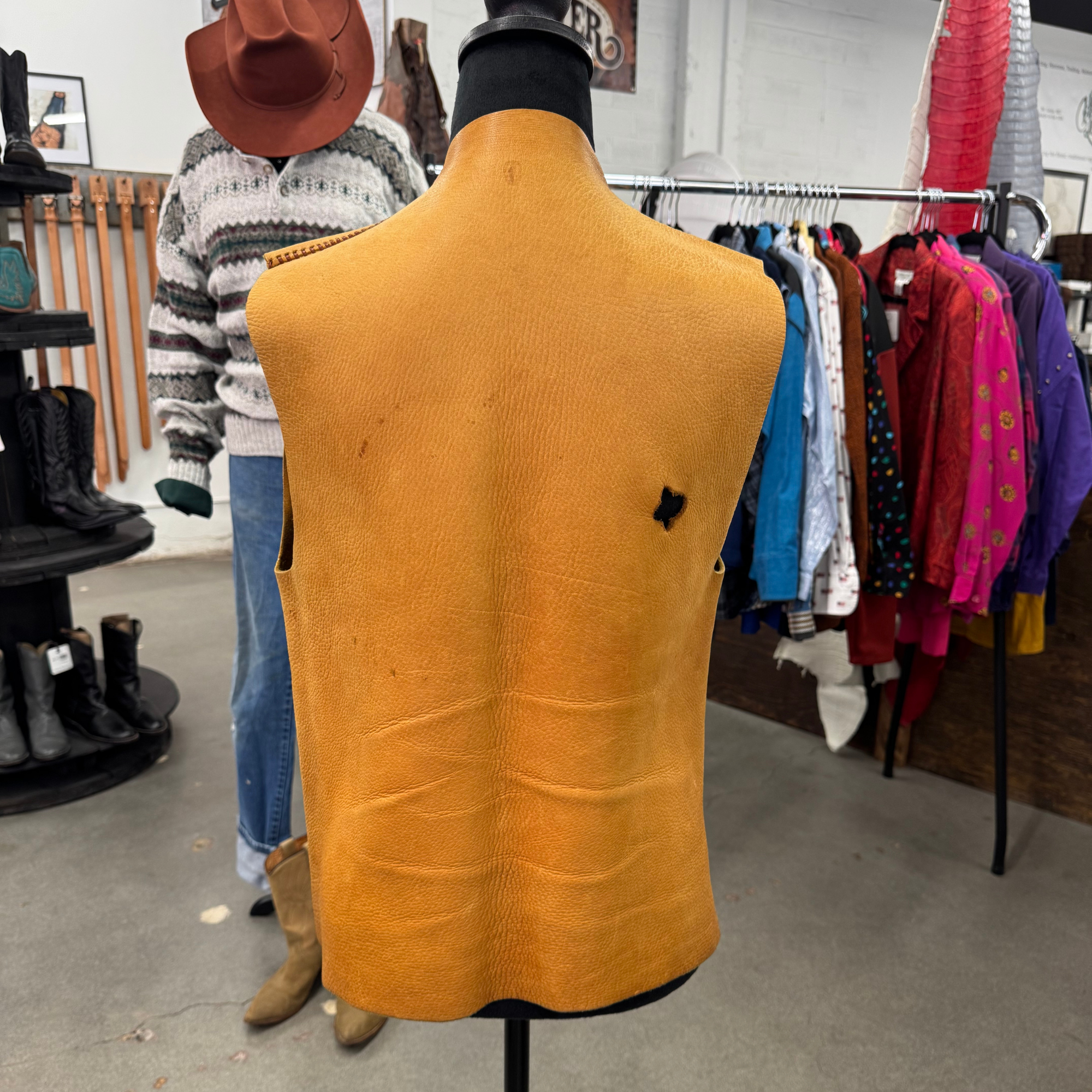 Vintage 70s Handmade Leather Vest