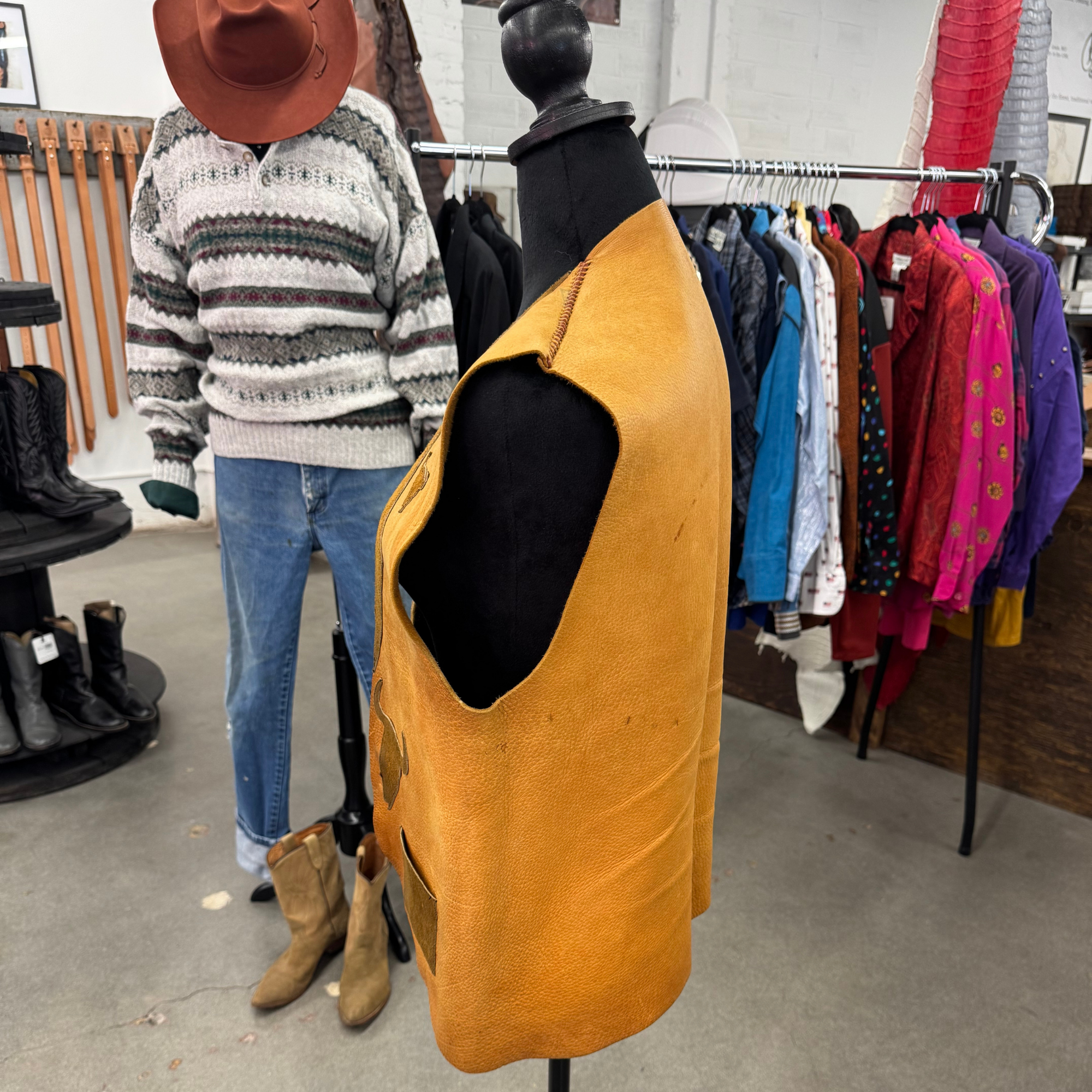 Vintage 70s Handmade Leather Vest