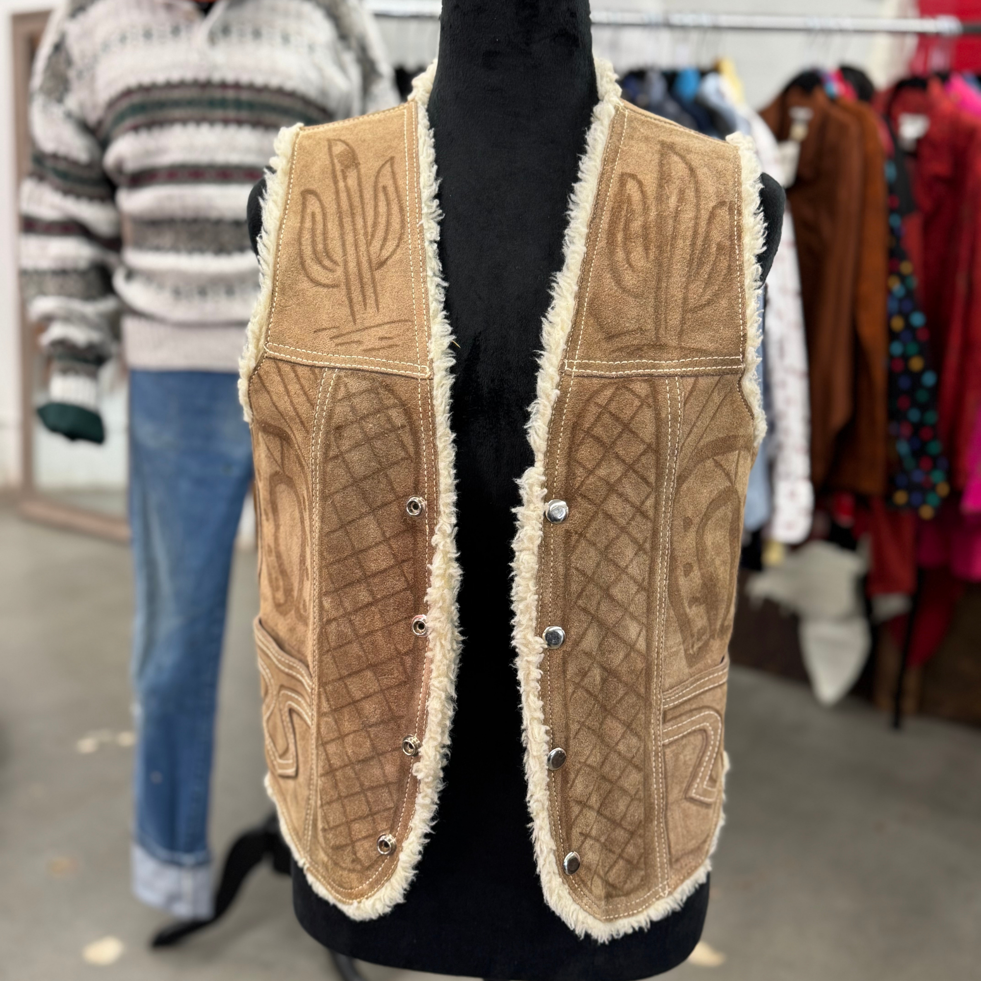 Vintage 70s Leather Sherpa Vest