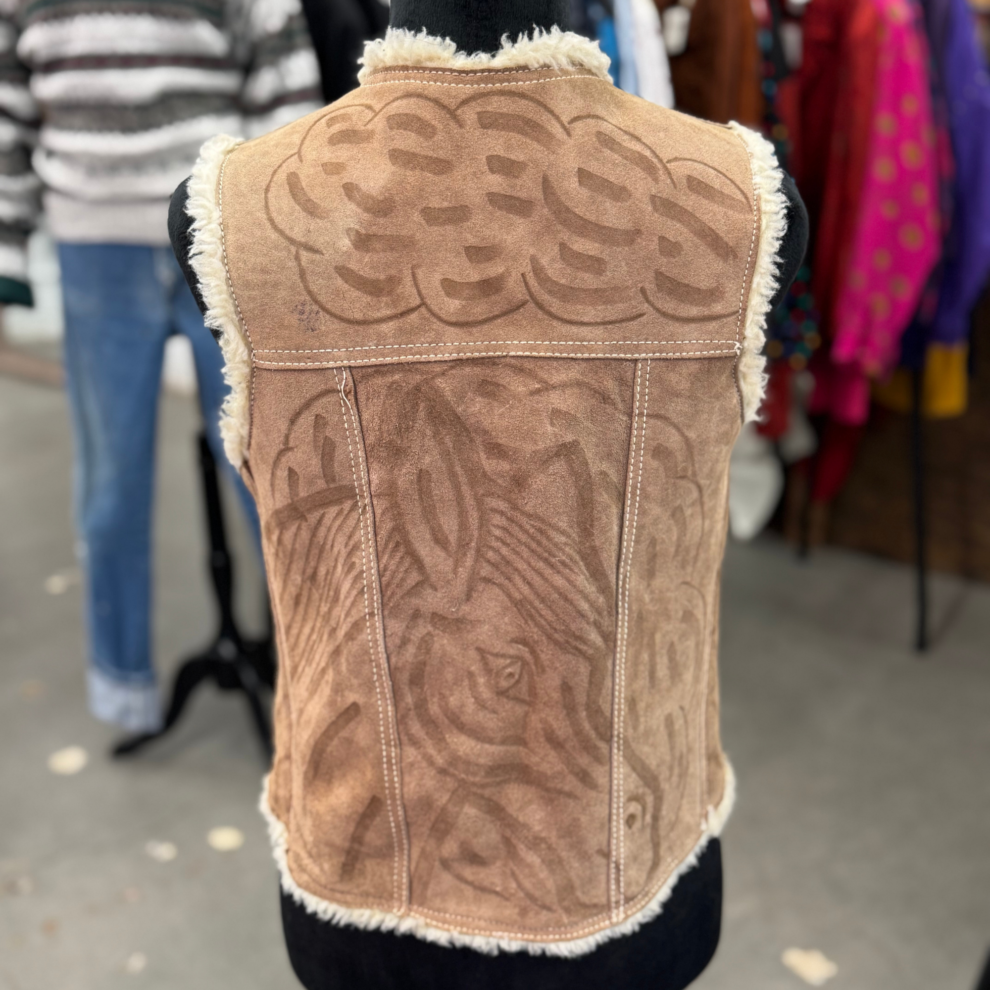 Vintage 70s Leather Sherpa Vest