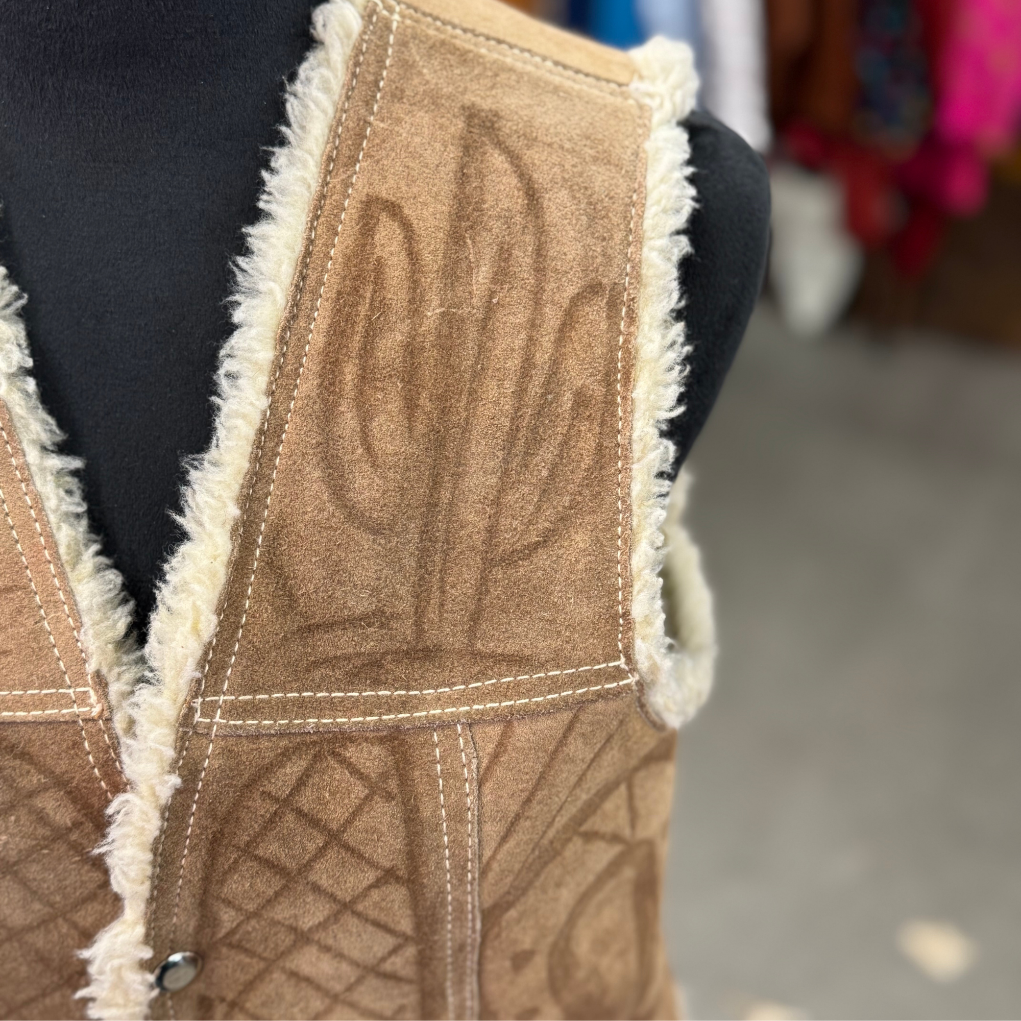 Vintage 70s Leather Sherpa Vest