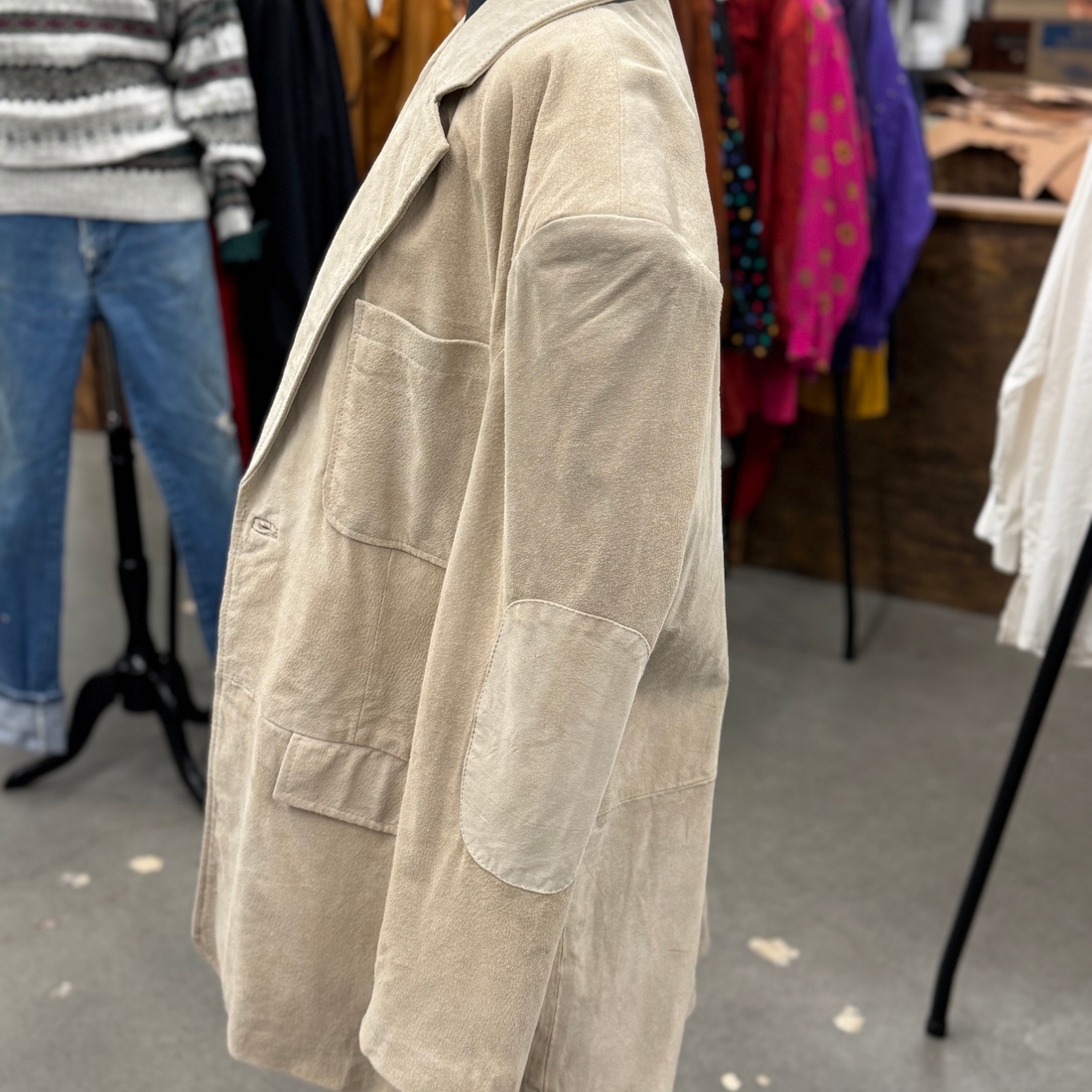 Vintage 80s Beige Suede Blazer
