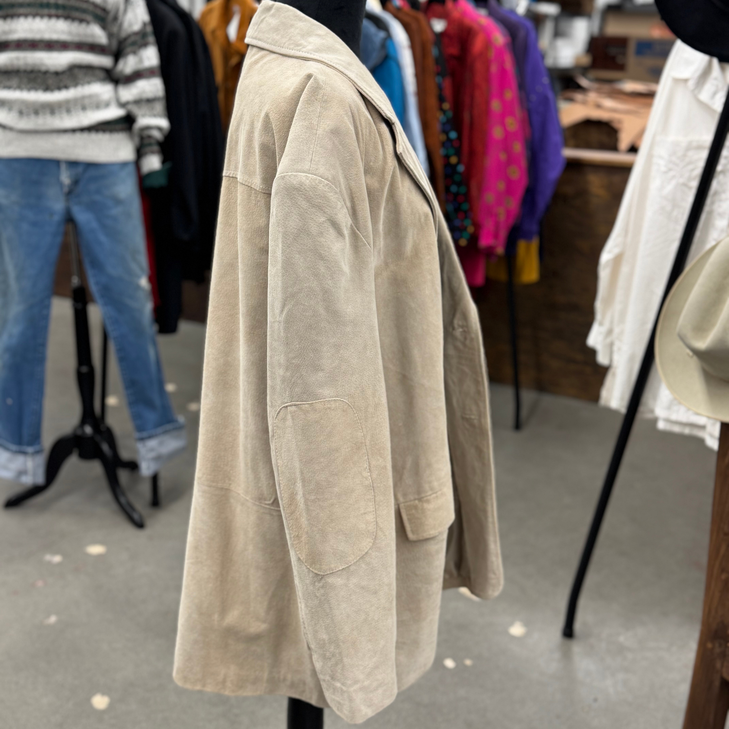 Vintage 80s Beige Suede Blazer