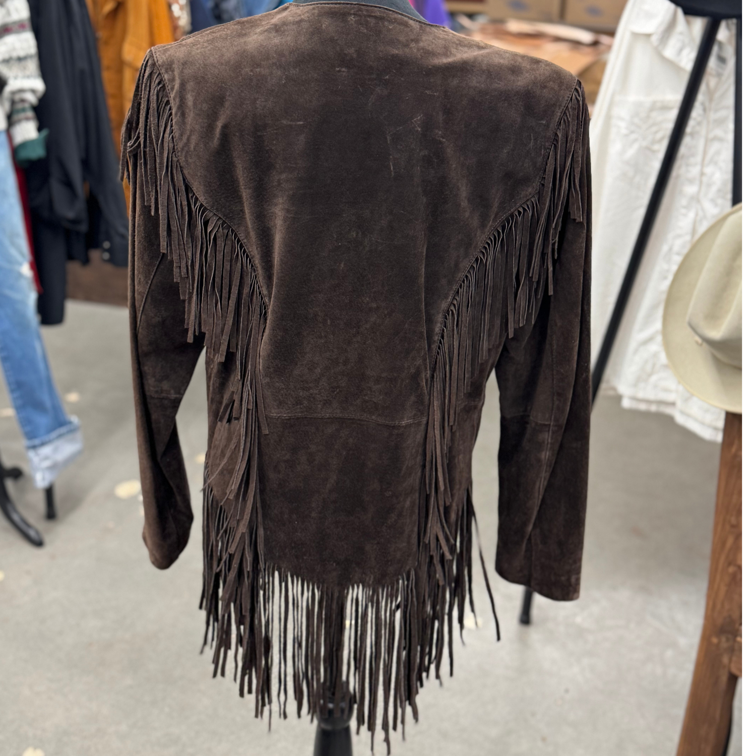 Vintage 80s Cripple Creek Brown Fringe Suede Jacket