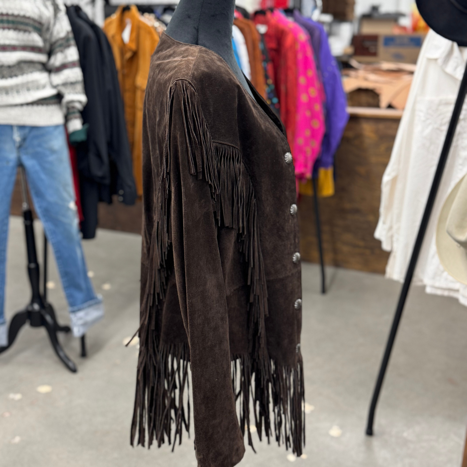 Vintage 80s Cripple Creek Brown Fringe Suede Jacket