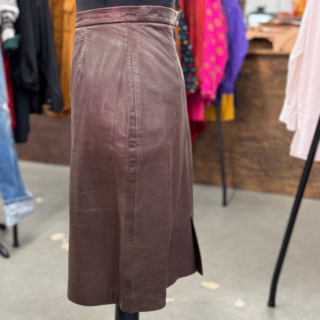 Vintage 80s Michael Hoban North Beach Leather Skirt
