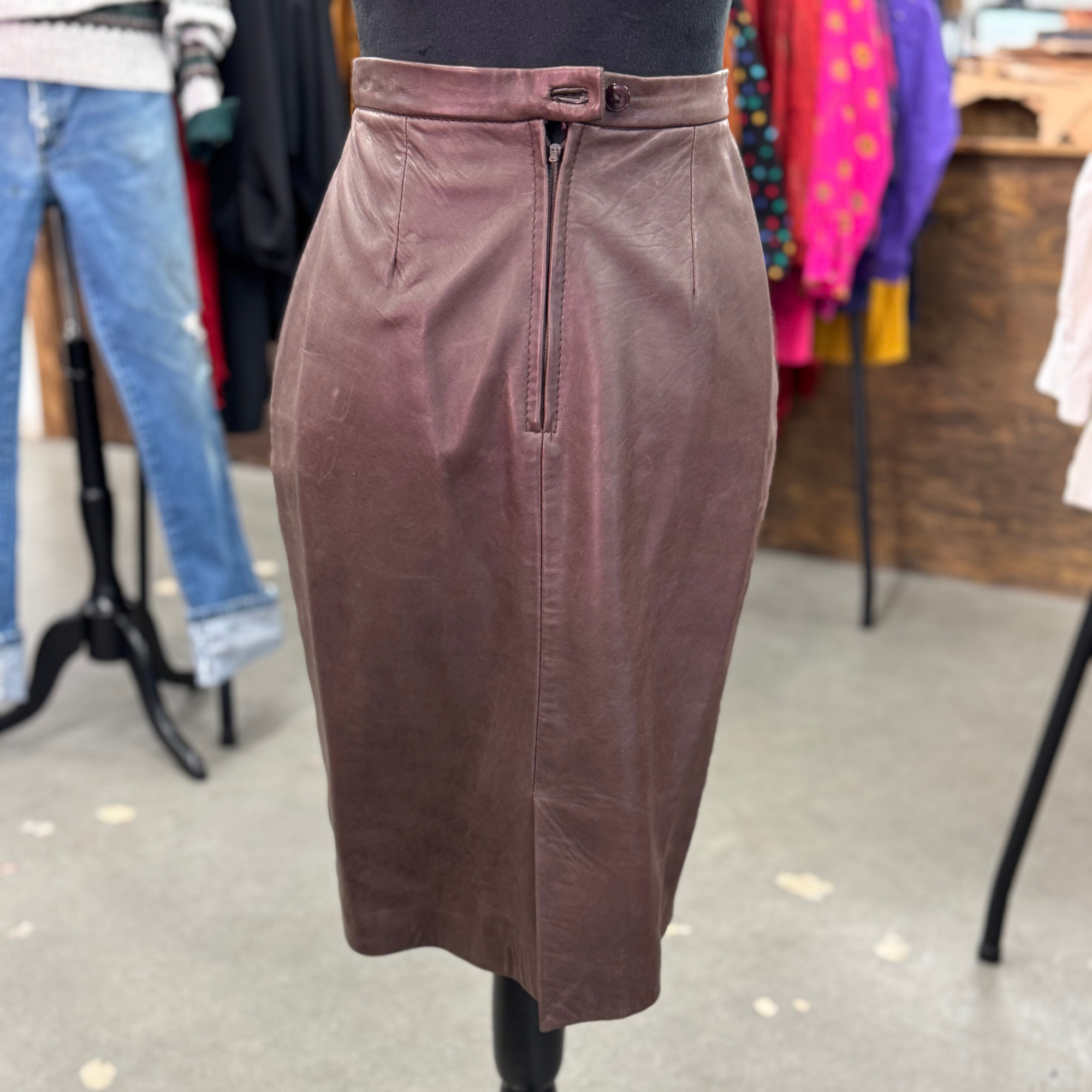 Vintage 80s Michael Hoban North Beach Leather Skirt