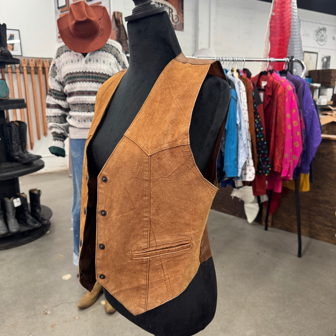 Vintage 80s Suede Brown Vest