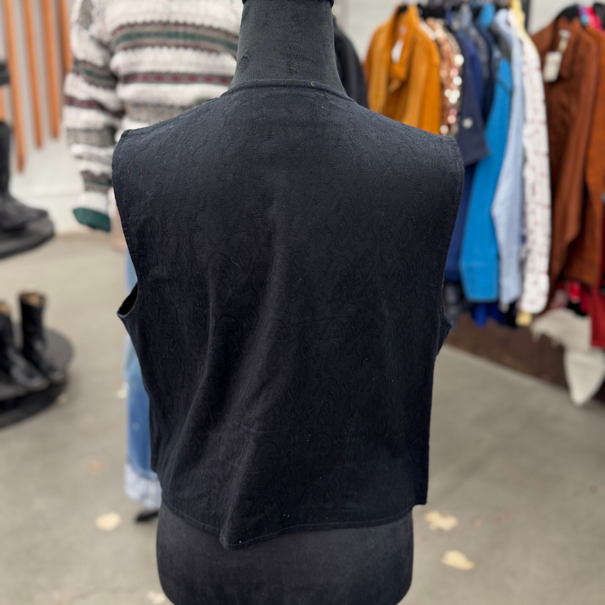 Vintage 90 Embroidered Black Vest