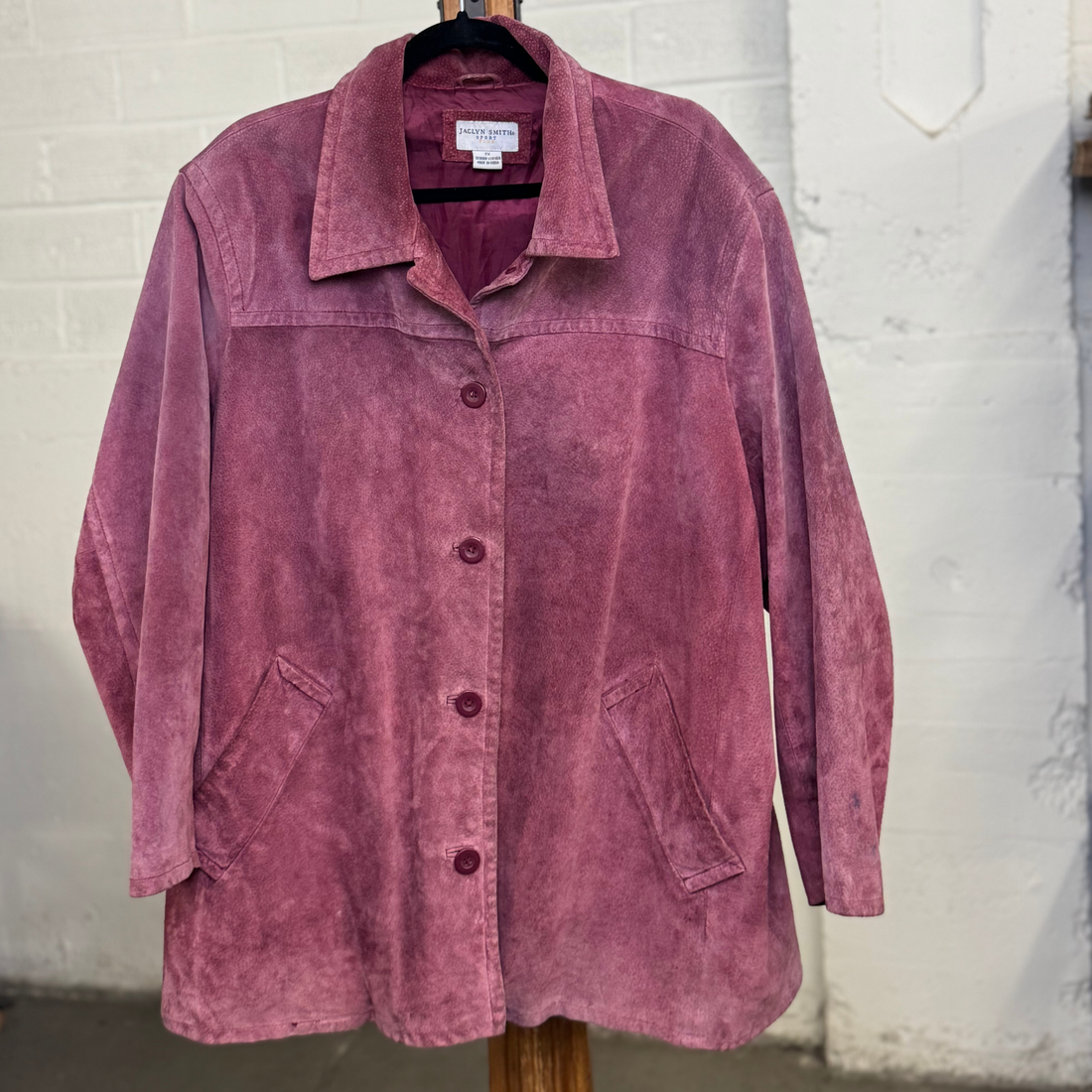 Vintage 90s Jaclyn Smith Sport Plus Suede Jacket – Rose Pink Genuine Leather