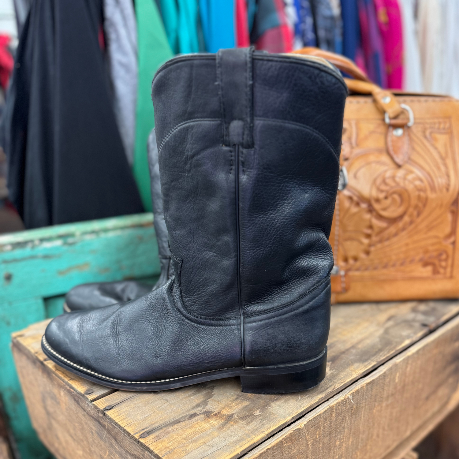 Vintage Black Diamond J Cowboy Boots