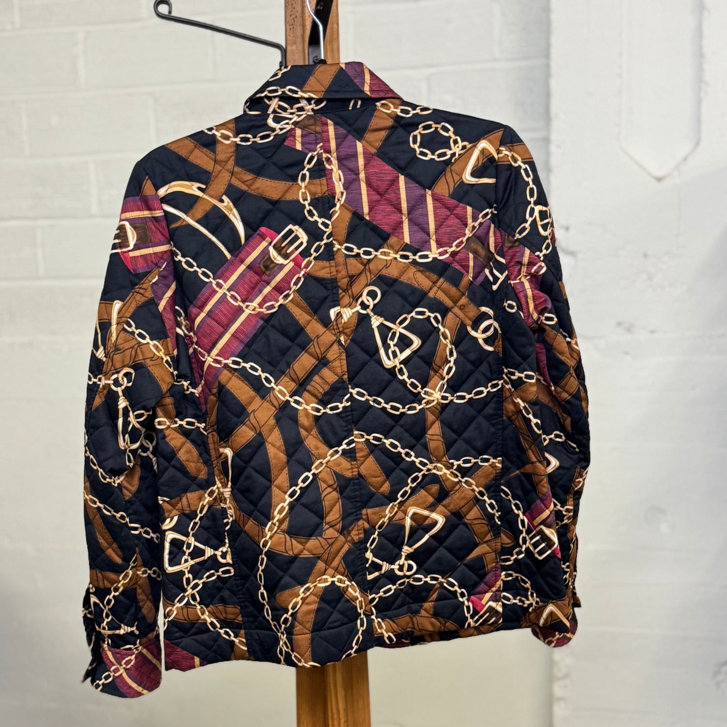 Vintage Charter Club Quilted Equestrian Chain Print Jacket – Small