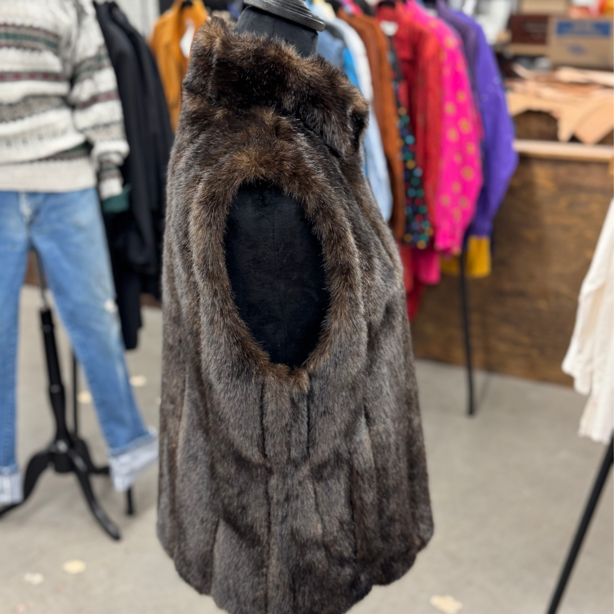 Vintage Dark Brown Faux Fur Vest