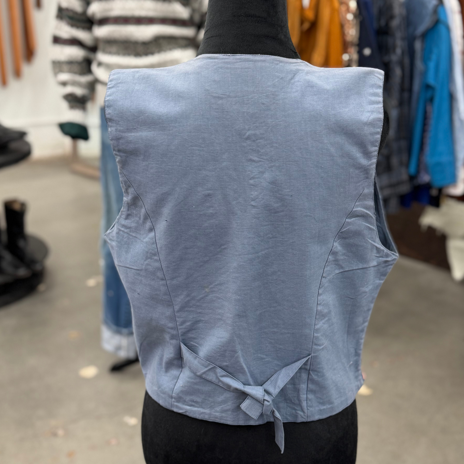 Vintage Erika Classics Embroidered Denim Blue Vest