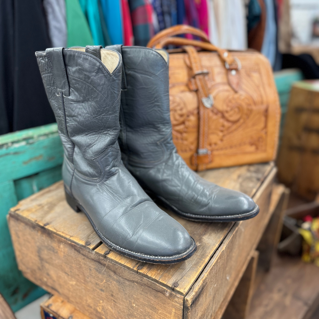 Vintage Gray Cowboy Boots
