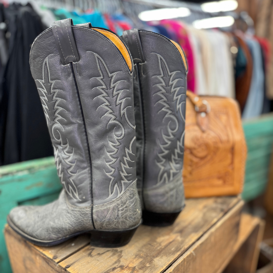 Vintage Gray Nocona Cowboy Boots