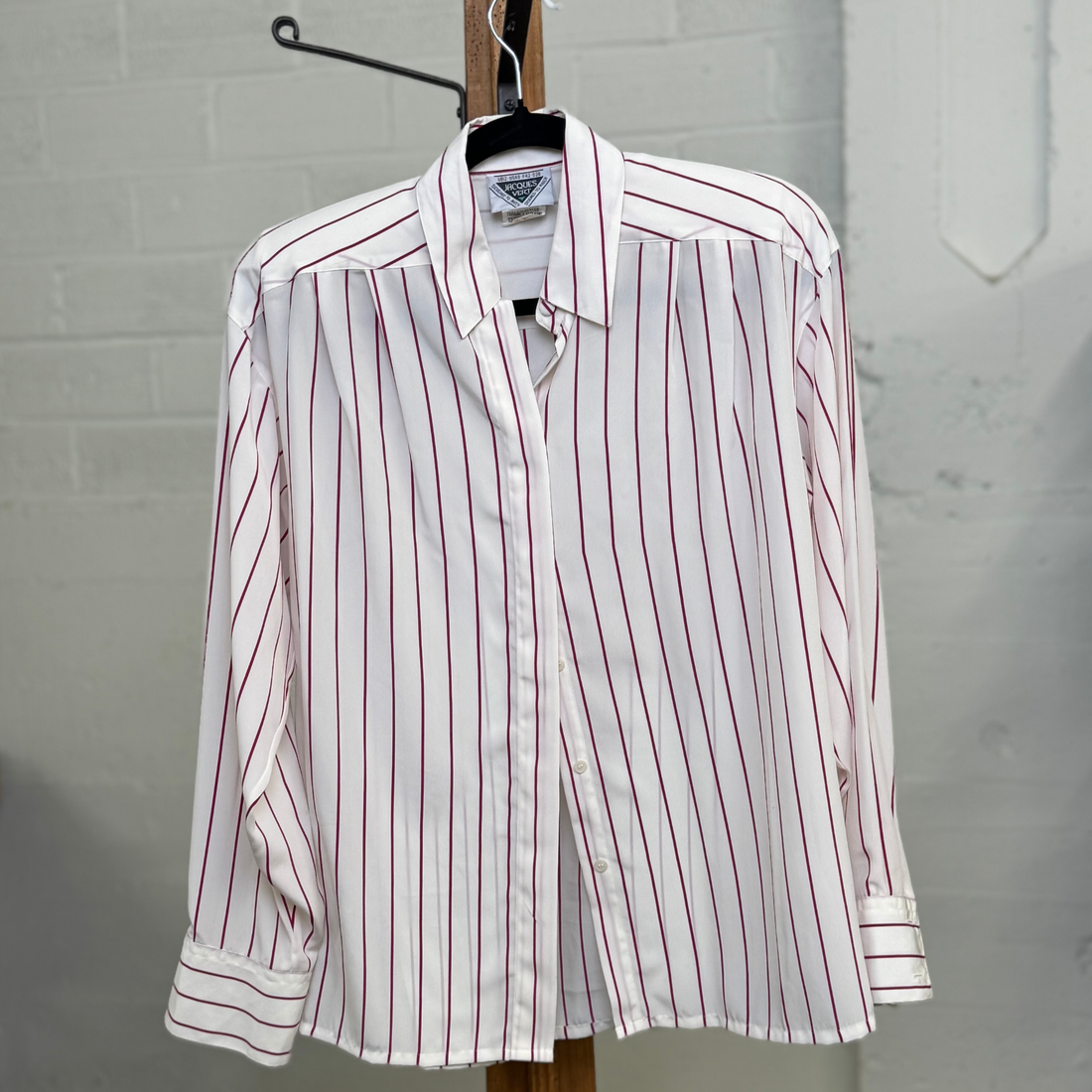 Vintage 80s Jacques Vert White & Pink Stripe Blouse