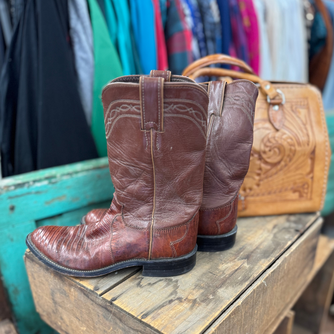Vintage Tobacco Lizard Justin Cowboy Boots