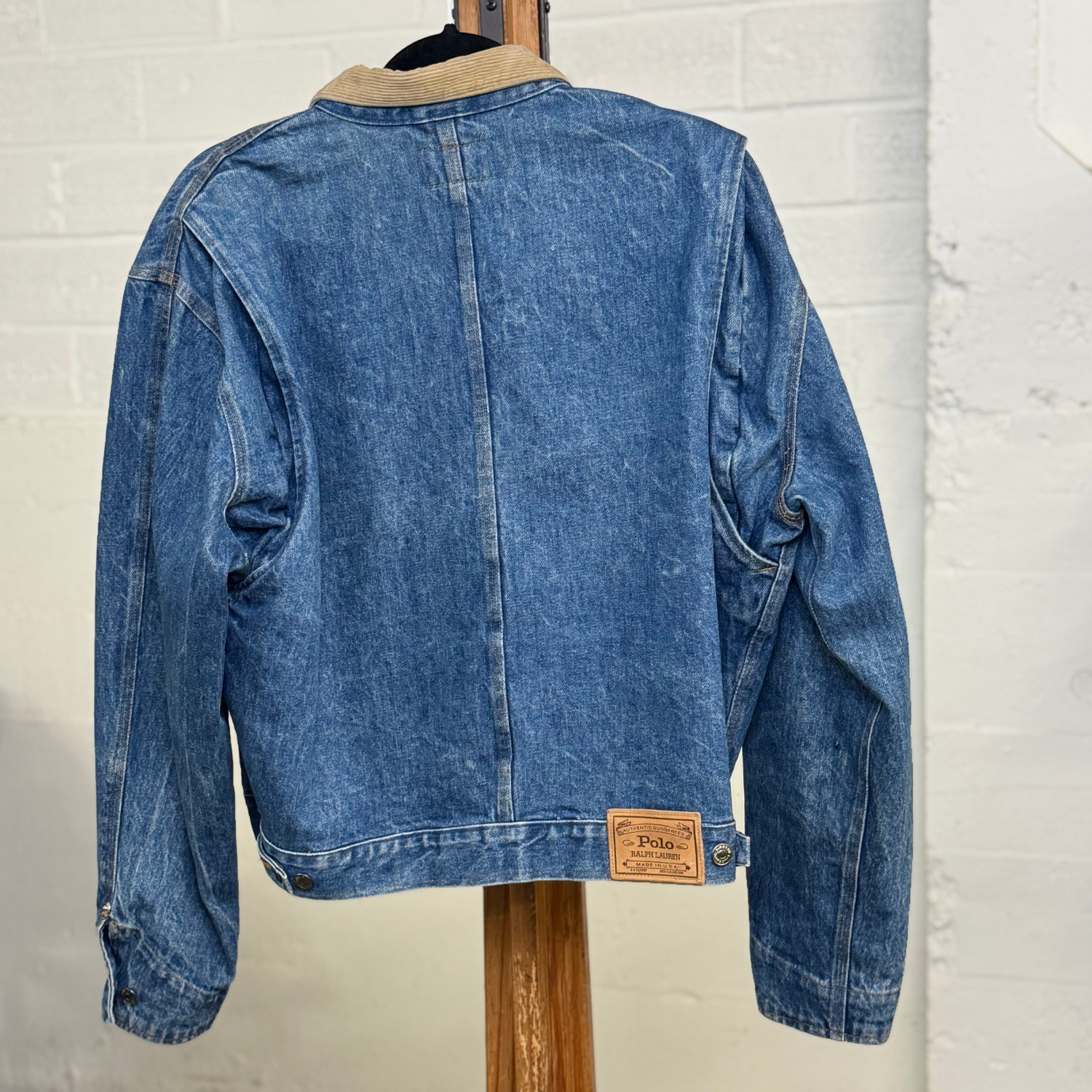 Vintage Polo Ralph Lauren Denim Jacket with Corduroy Collar – Made in USA – Size L