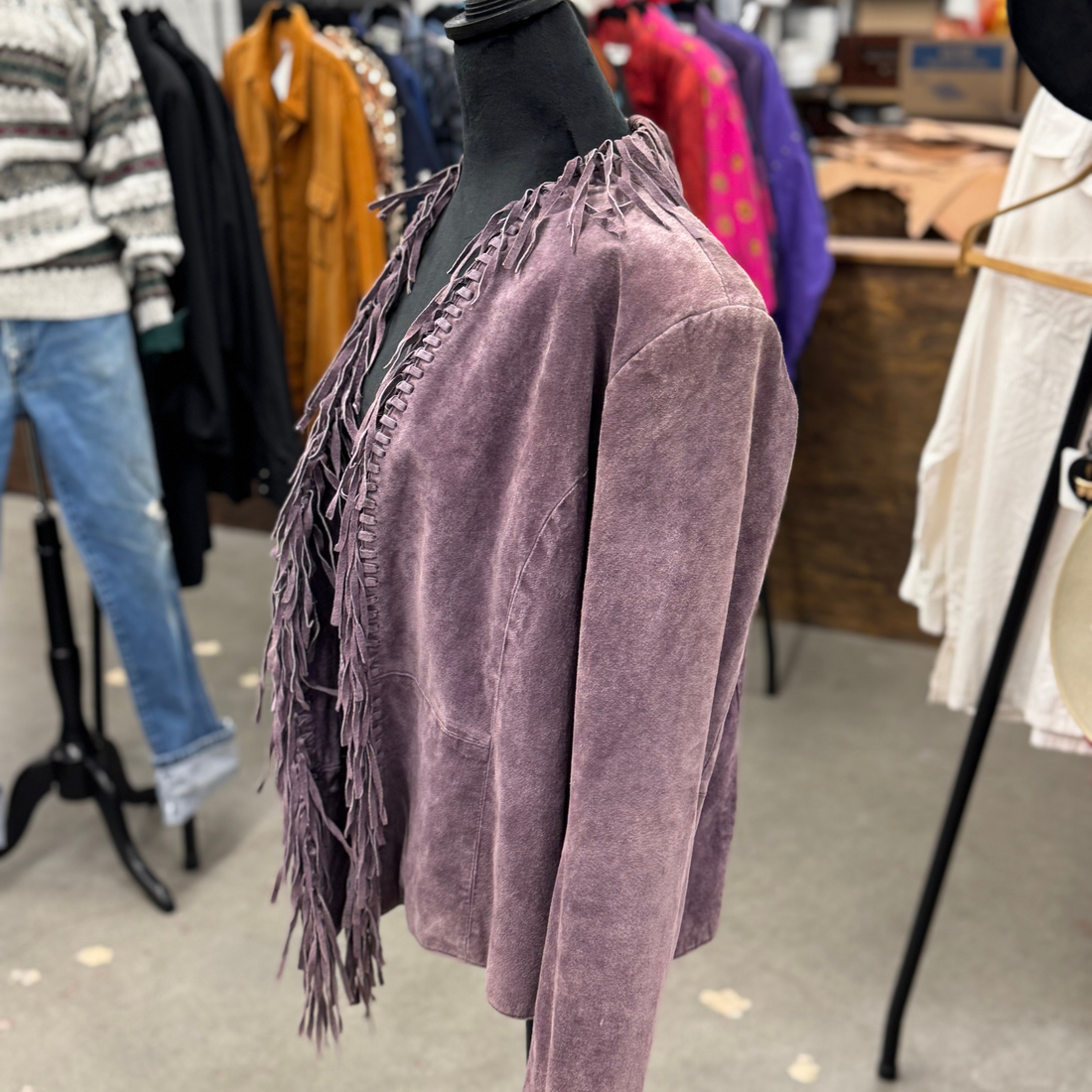 Vintage Purple Fringe Suede Blazer
