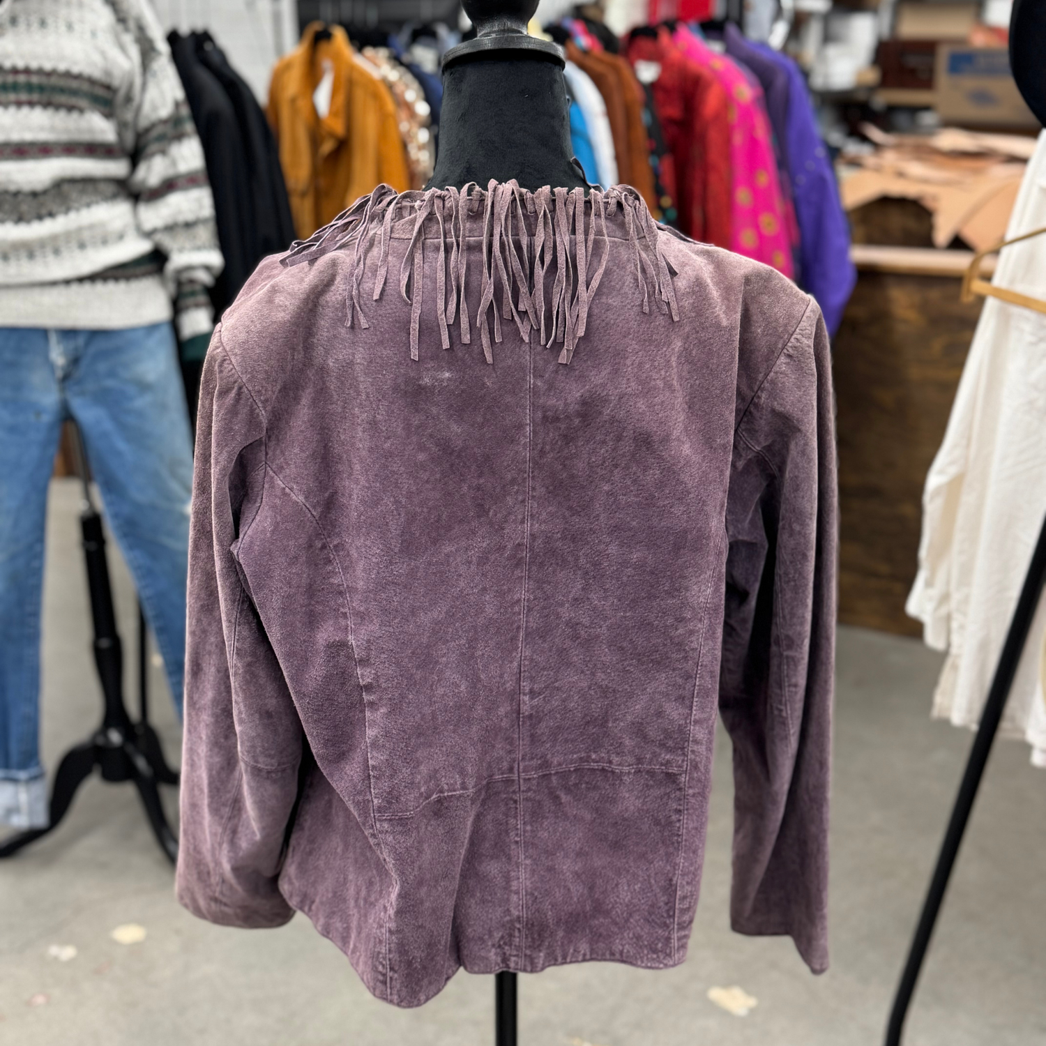 Vintage Purple Fringe Suede Blazer