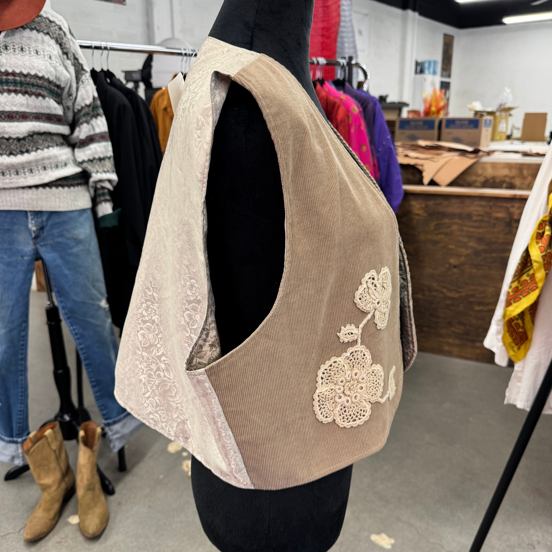 Vintage Reversible Corduroy/Silk Vest