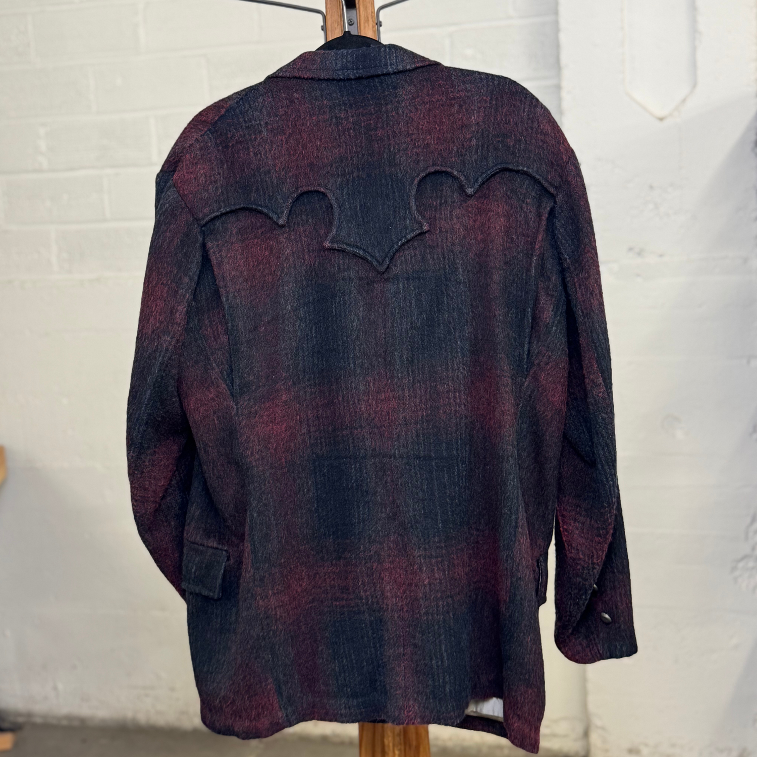 Vintage 70s Western Wool Blazer – Shadow Plaid Jacket with Yoke Details