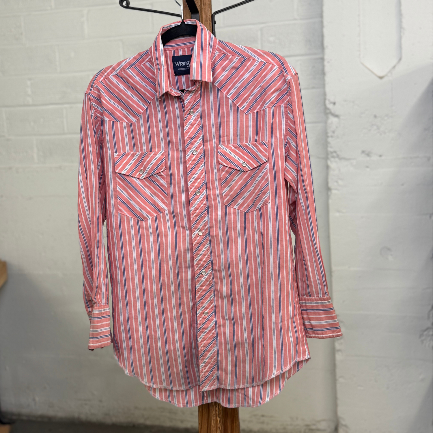 Vintage 70s Wrangler Red White & Blue Stripe Western Shirt