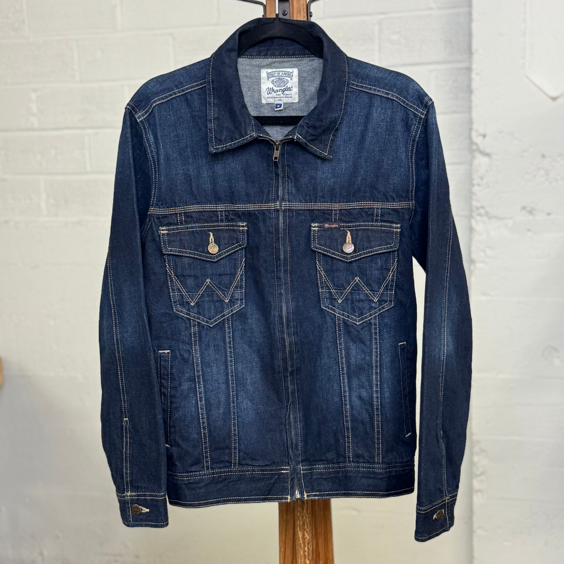 Vintage Wrangler “Spirit of America” Denim Jacket - Made in USA - Zip Front -Medium