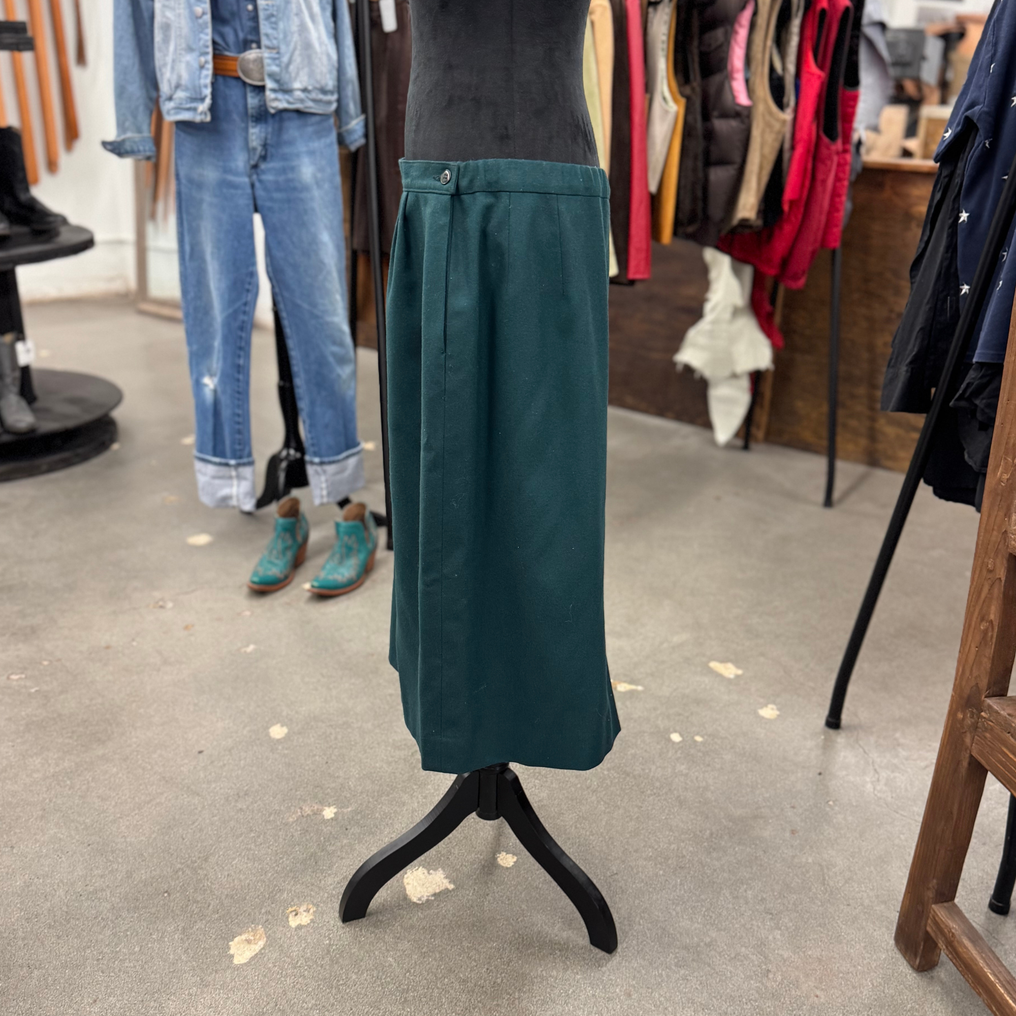 Vintage 80s Emerald Green Pendleton Wool Skirt